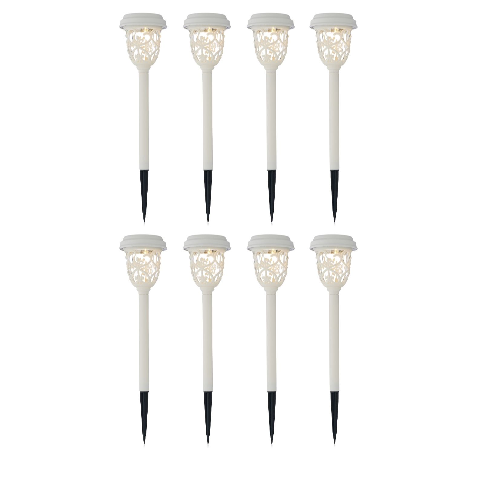 Garden Stories Set of 8 Ornate Glass Stake Lights