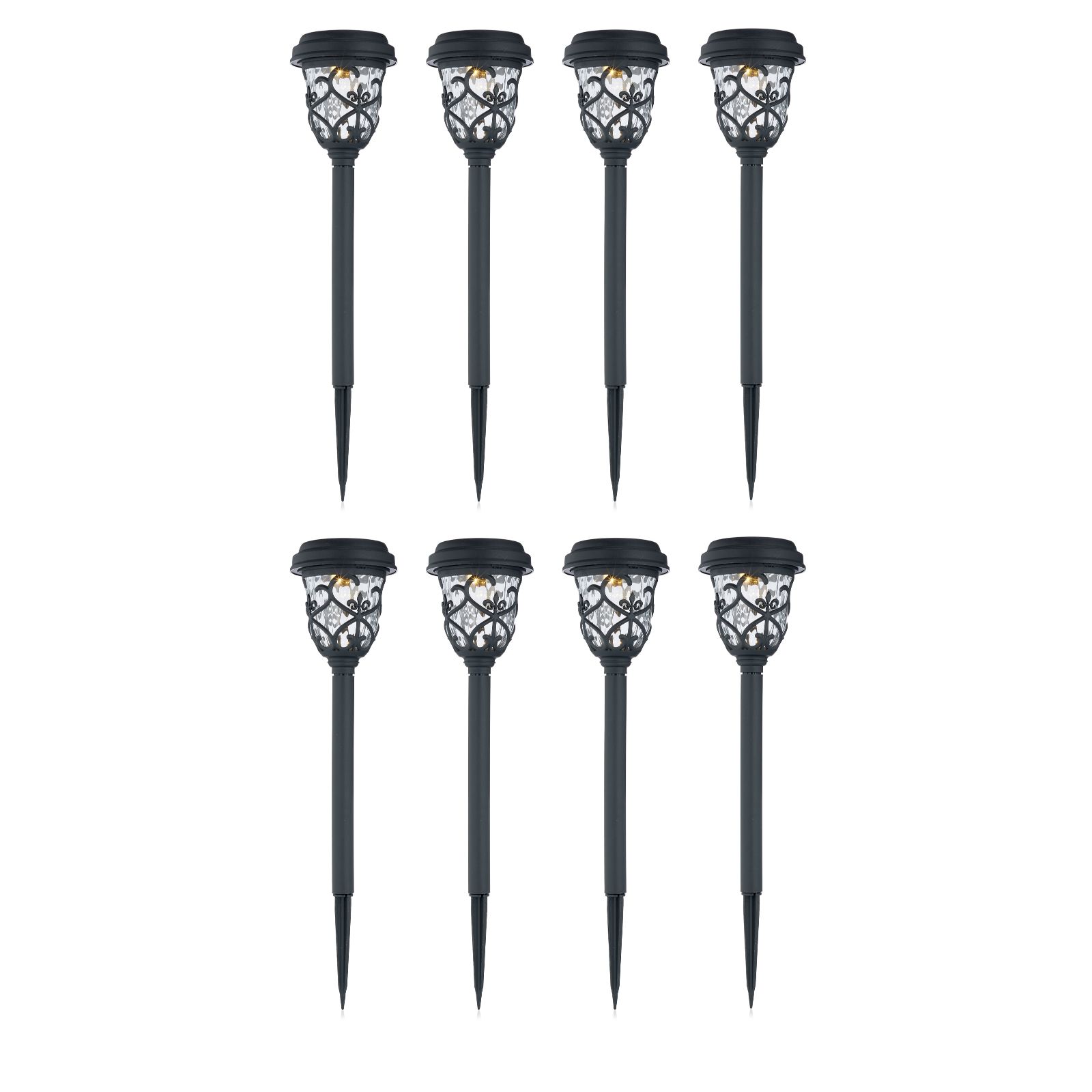Garden Stories Set of 8 Ornate Glass Stake Lights