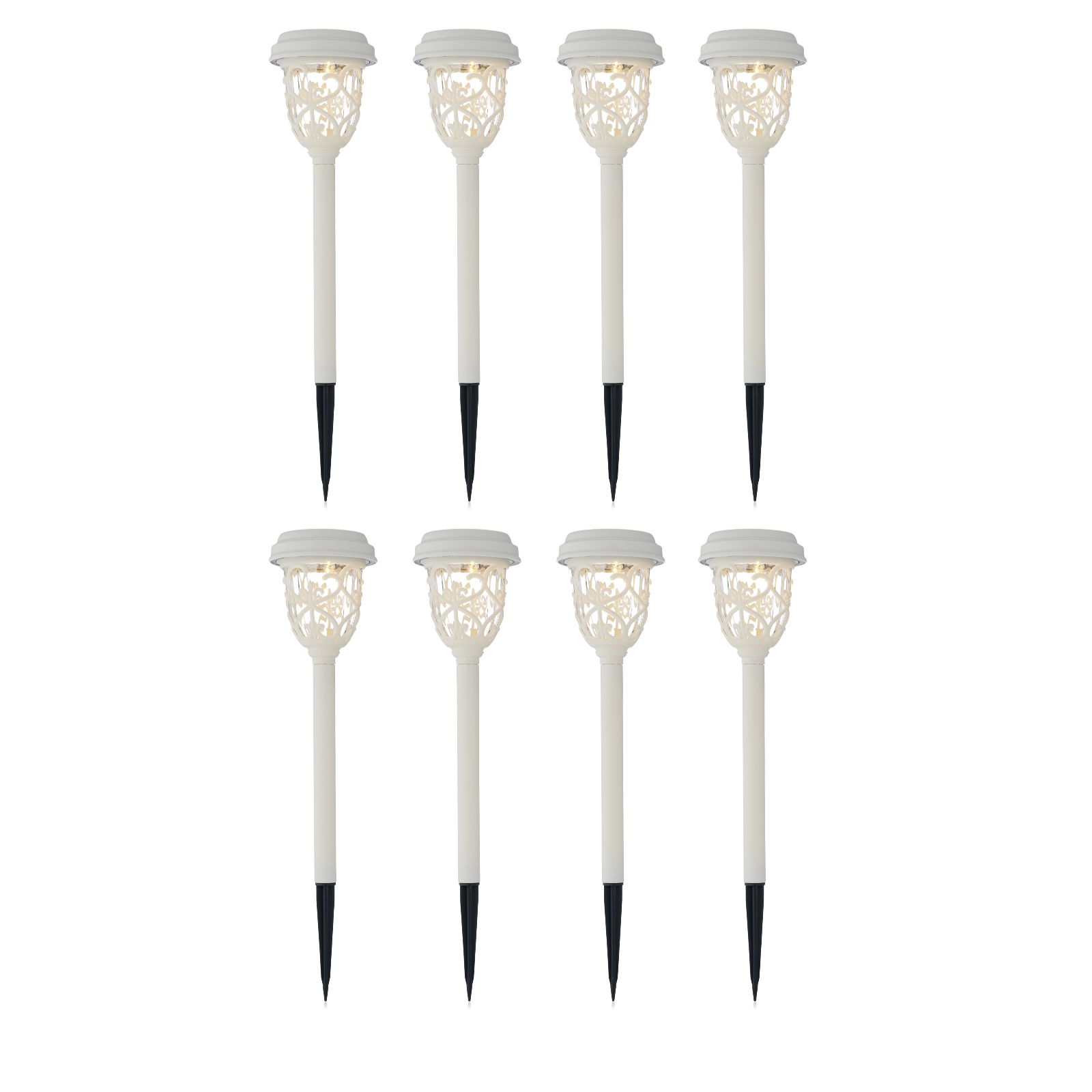 Garden Stories Set of 8 Ornate Glass Stake Lights