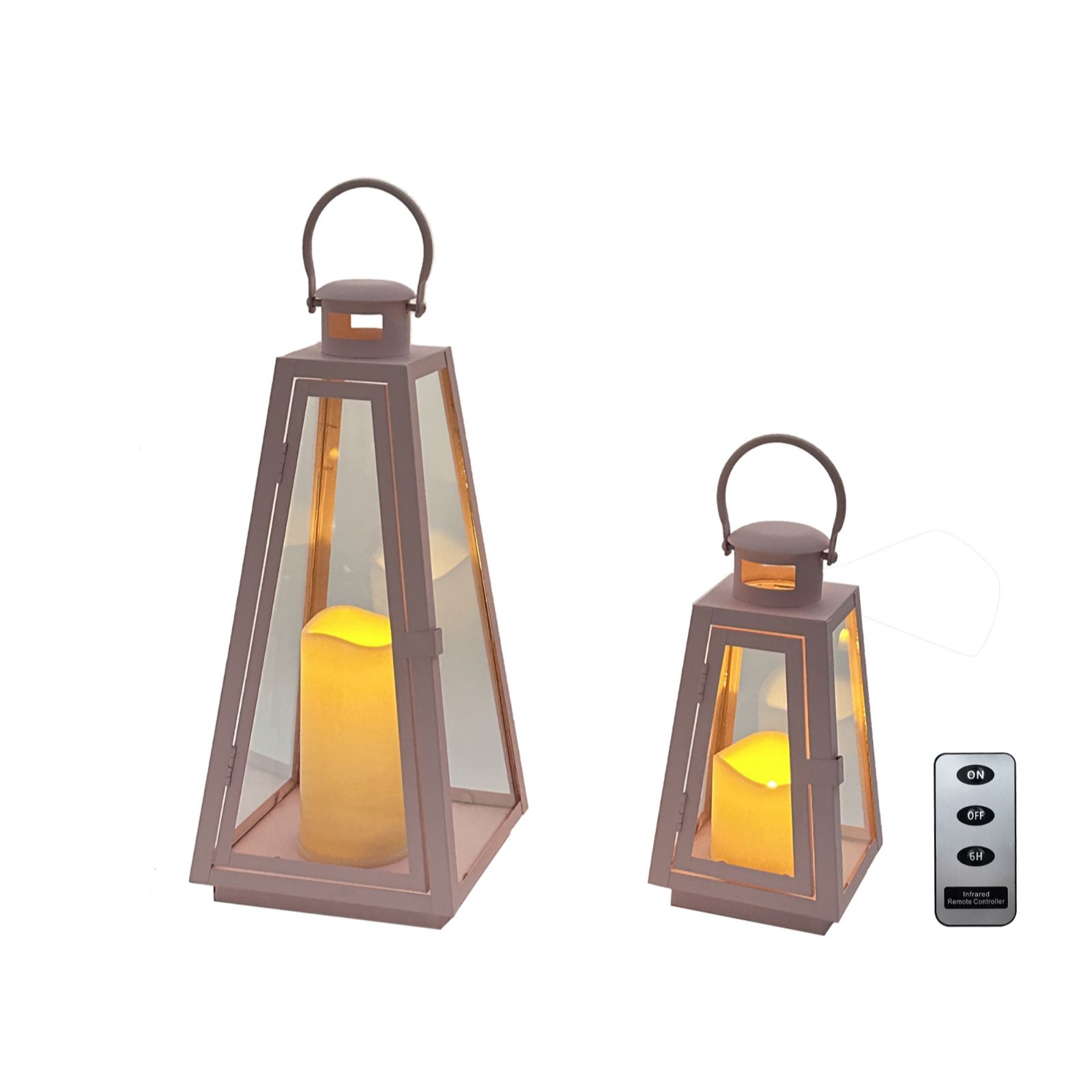 Garden Stories Sorbet Collection Set of 2 Lanterns with LED Candles