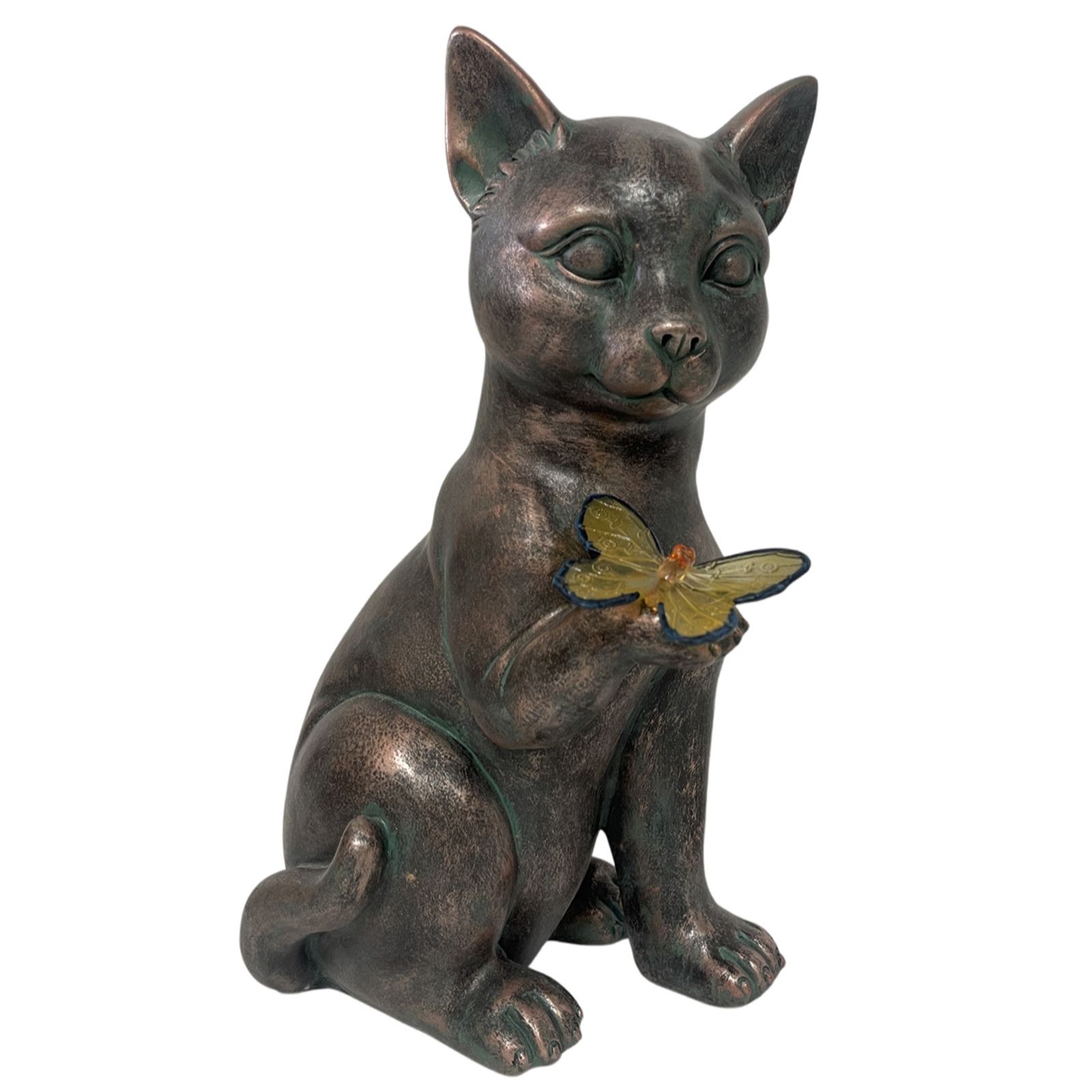 Garden Stories Timeless Solar Cat & Butterfly Statue