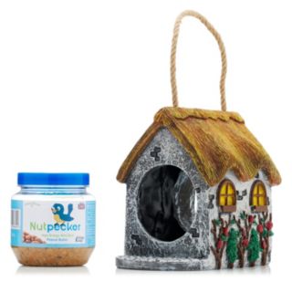 Grumpy Gardener Thatched Cottage Bird Feeder with Nutpecker Jar