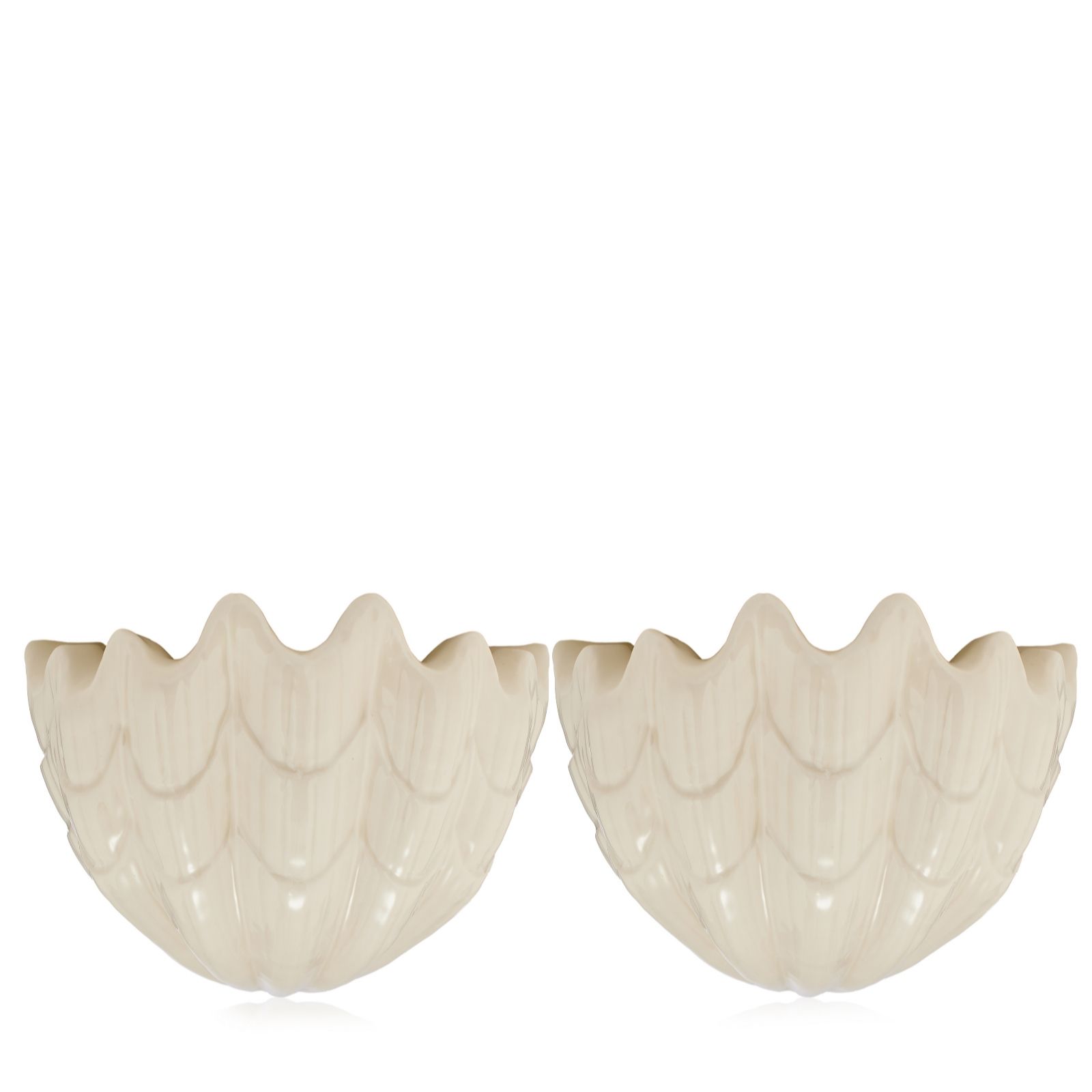 Garden Stories x Anouska Set of 2 Porcelain Clam Shell Hanging Planter