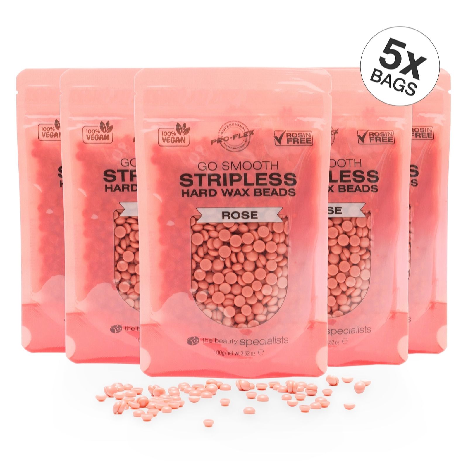 Rio Go Smooth Stripless Hard Wax Beads 5 x 100g Rose
