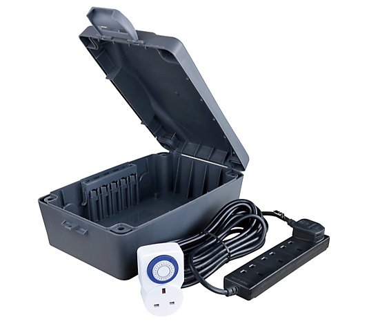 Waterproof Weather Box With 4 Way Gang 10m Extension Lead and Timer