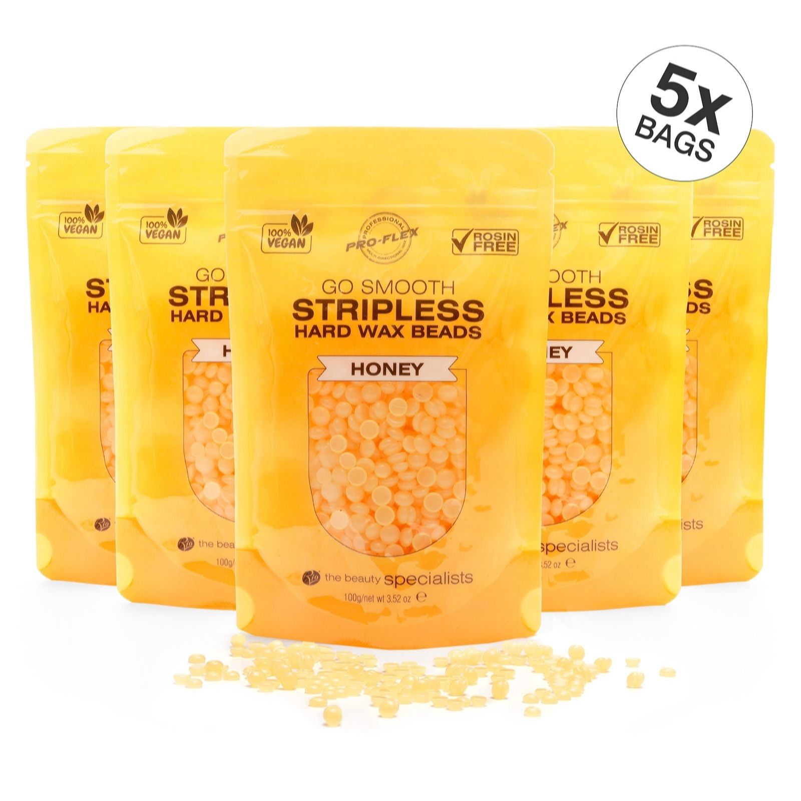 Rio Go Smooth Stripless Hard Wax Beads 5 x 100g Honey