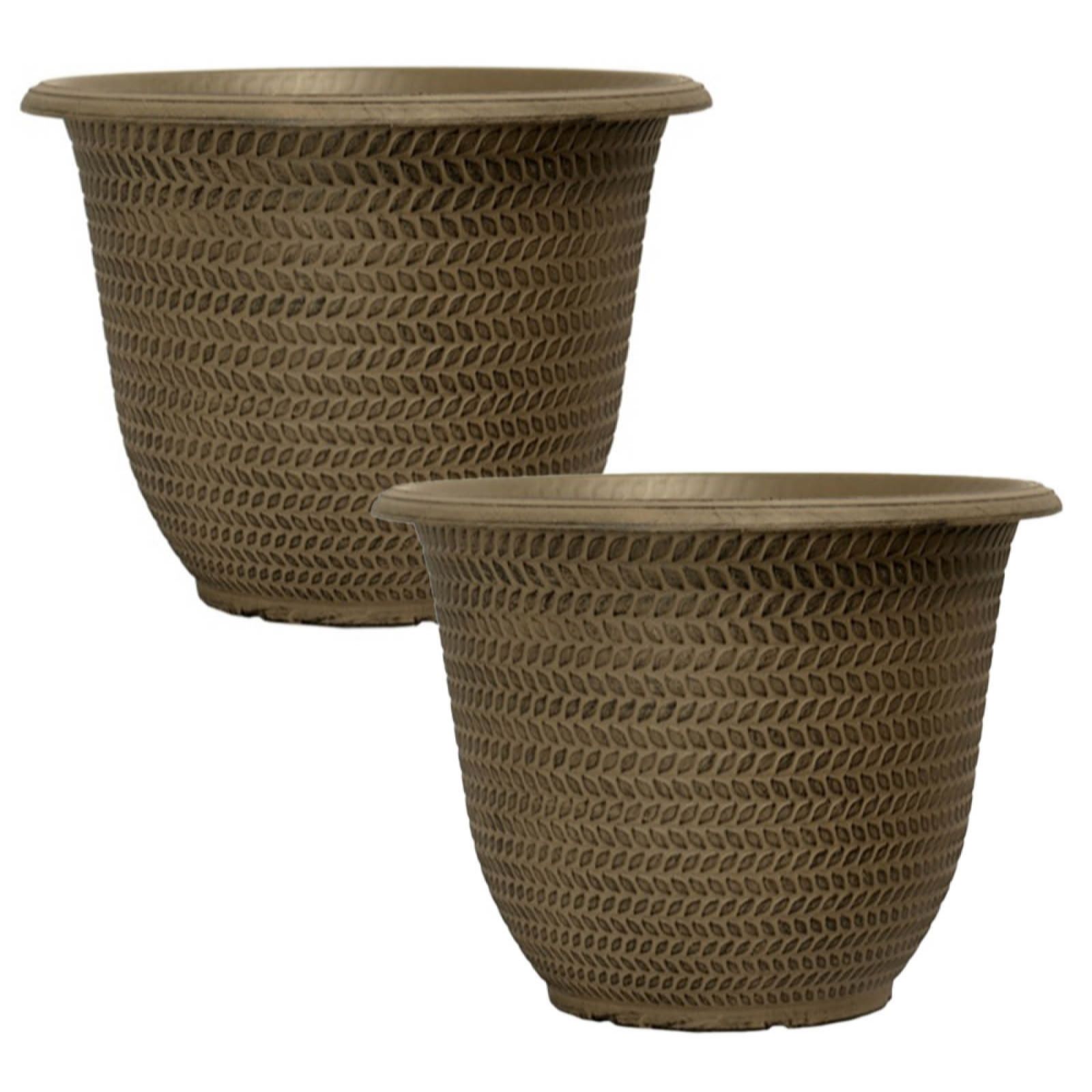 YouGarden Parker Dark Beige Planters 30cm diameter x 2