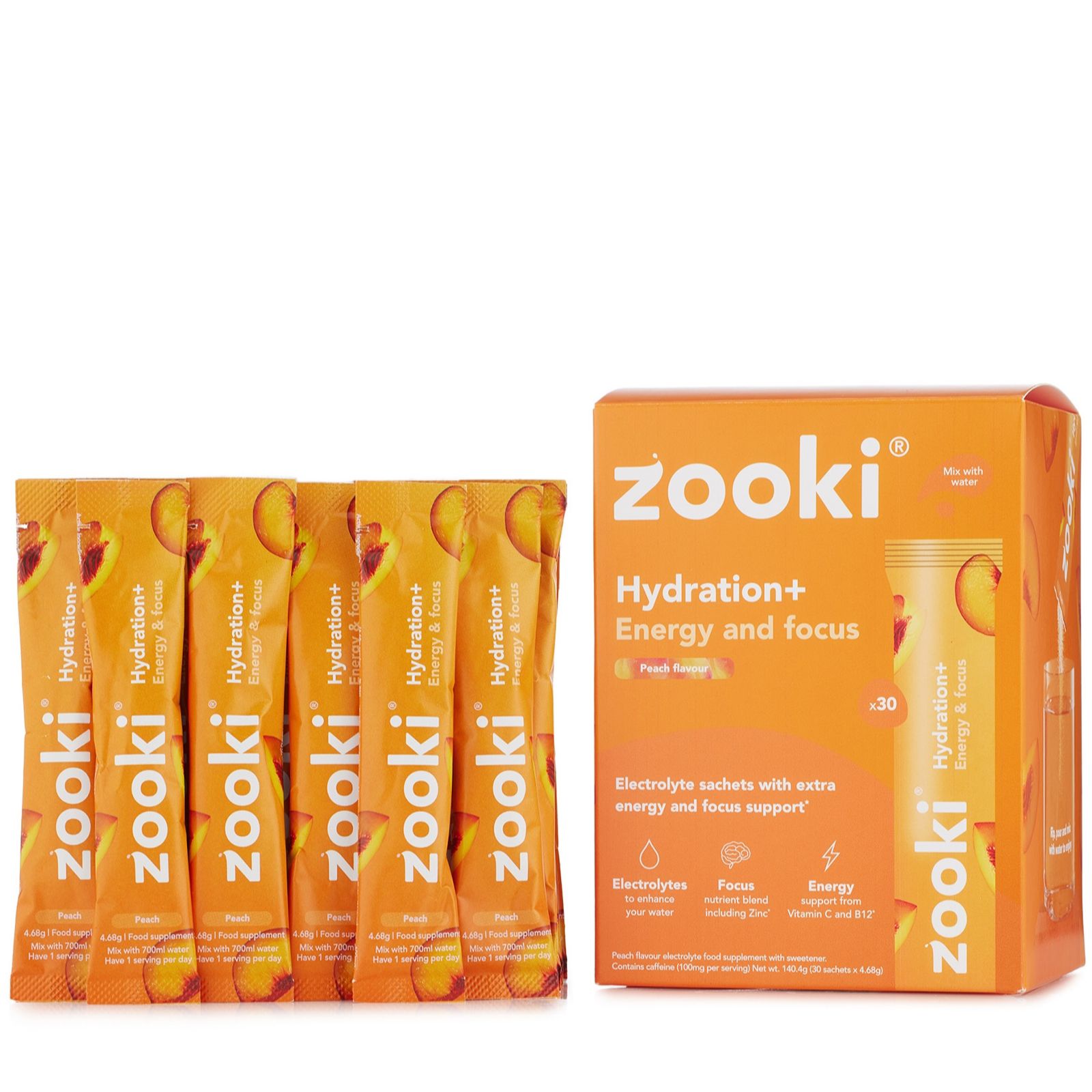 Zooki Hydrate+ Energy & Focus 30 x Powder Sticks