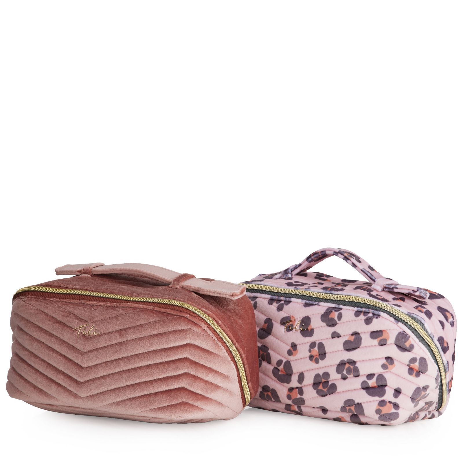 Tili Set of 2 Velvet Chevron Quilted Flat Lay Bags