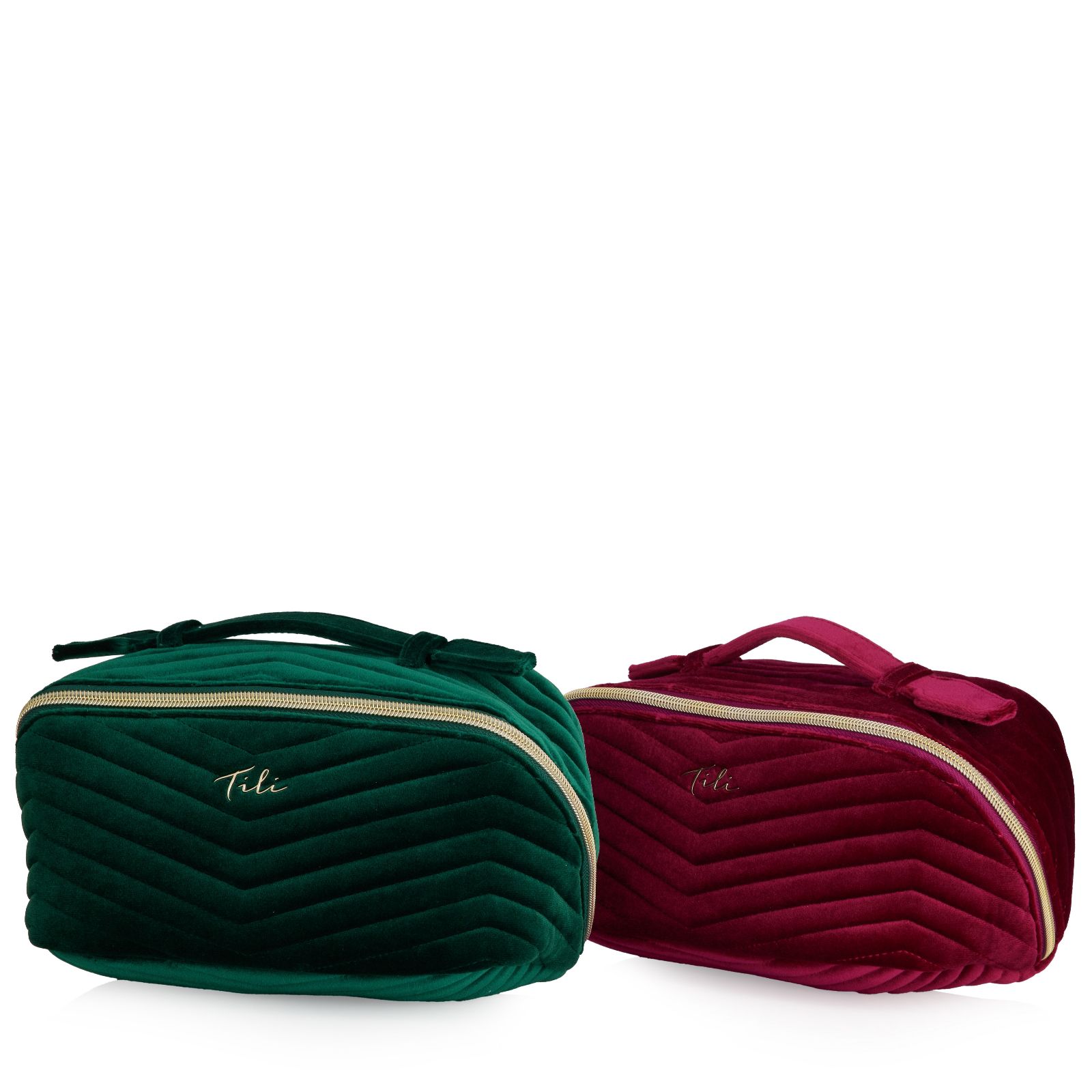 Tili Set of 2 Velvet Chevron Quilted Flat Lay Bags
