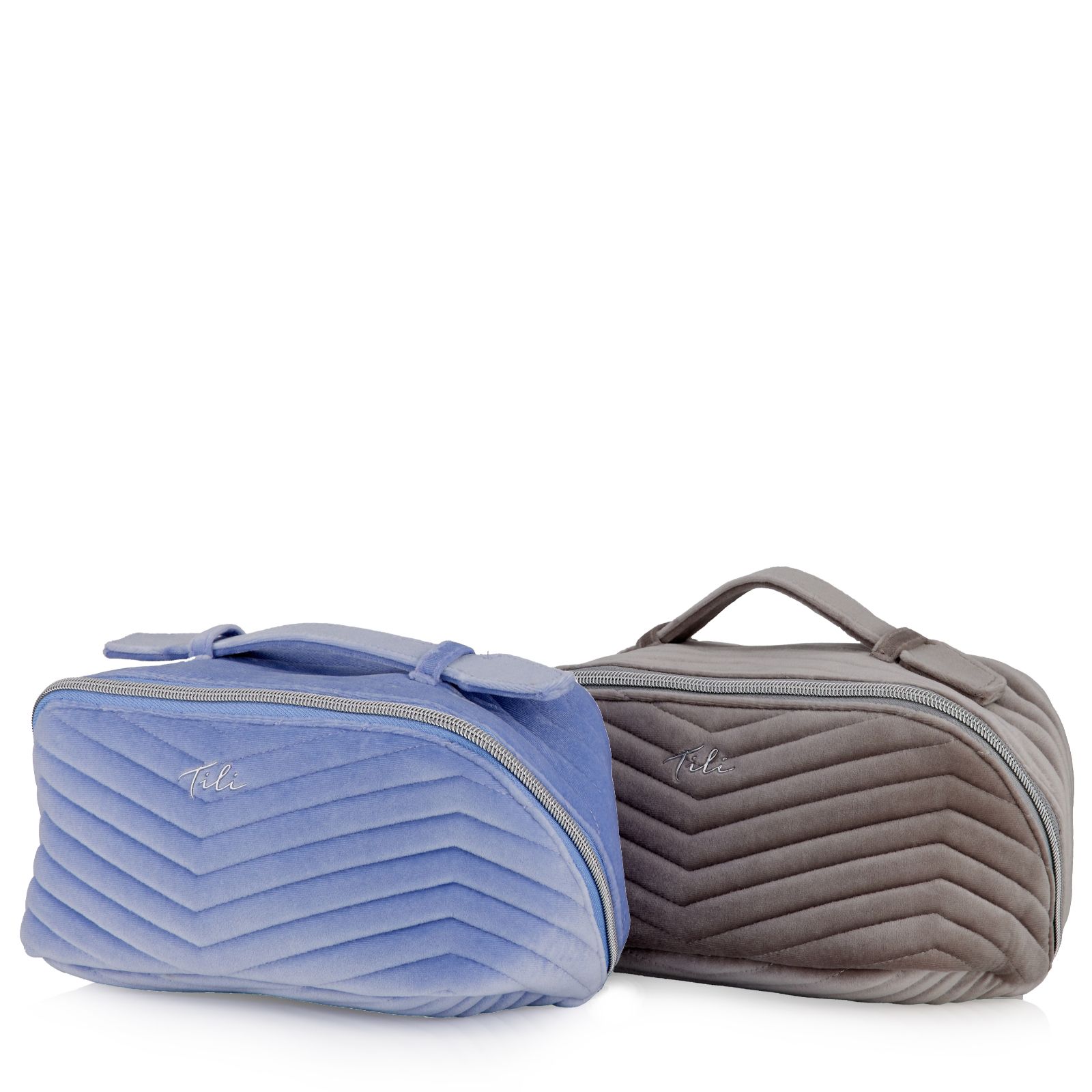 Tili Set of 2 Velvet Chevron Quilted Flat Lay Bags