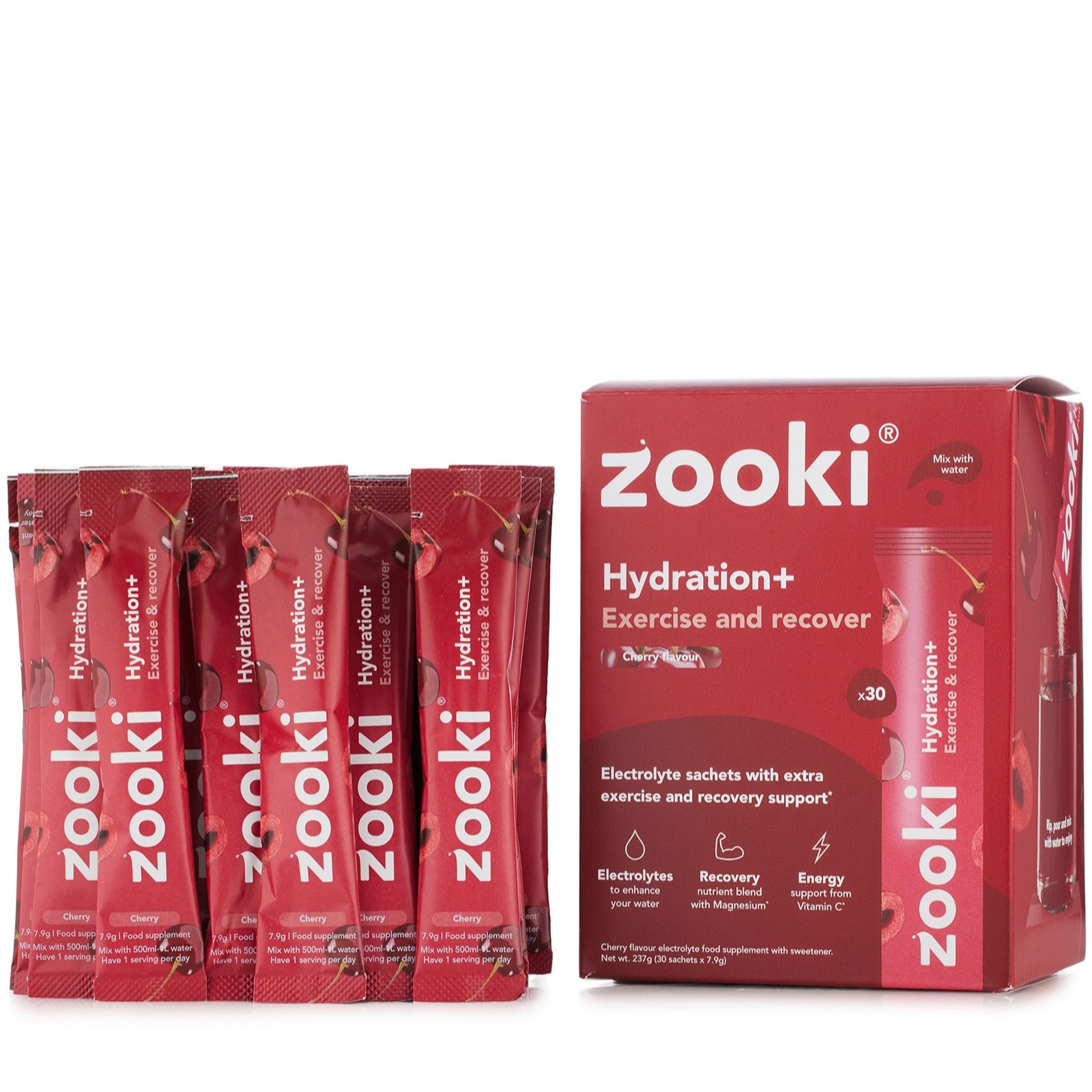 Zooki Hydrate+ Exercise & Recover 30 x Powder Sticks
