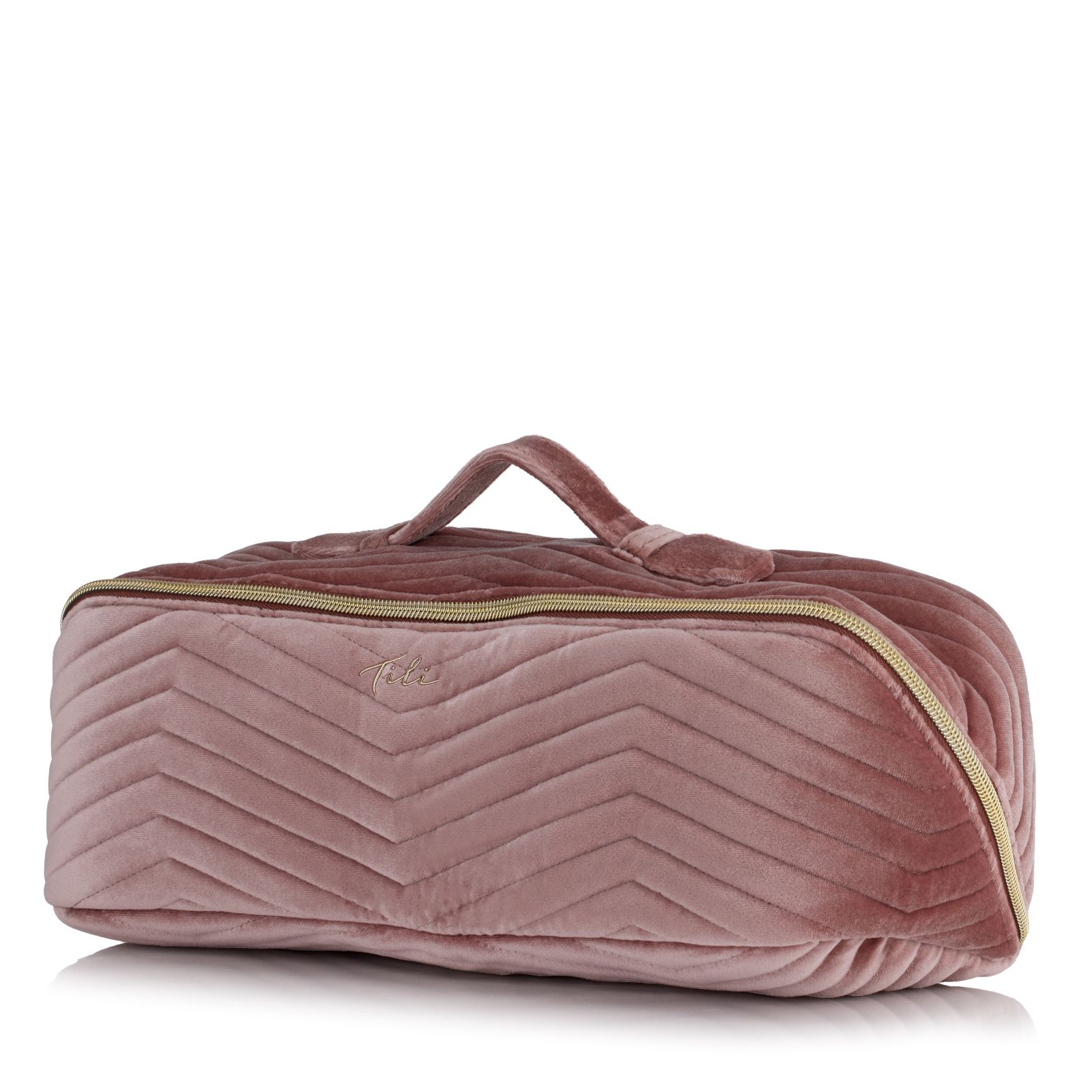Tili Extra Large Velvet Chevron Quilted Flat Lay Bag