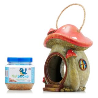 Grumpy Gardener Toadstool House Bird Feeder with Nutpecker Jar