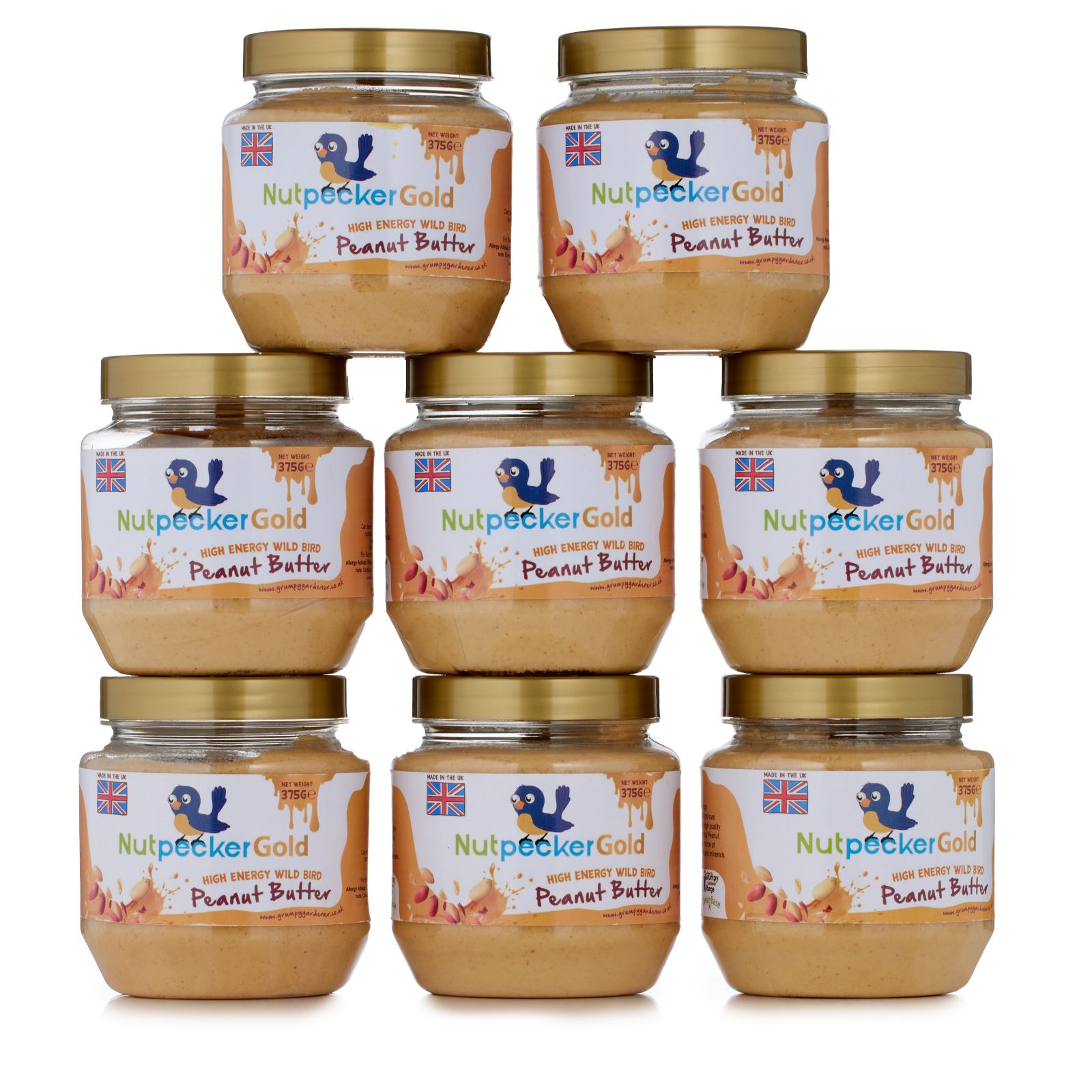 Grumpy Gardener Set of 8 Nutpecker Gold Jars - QVC UK