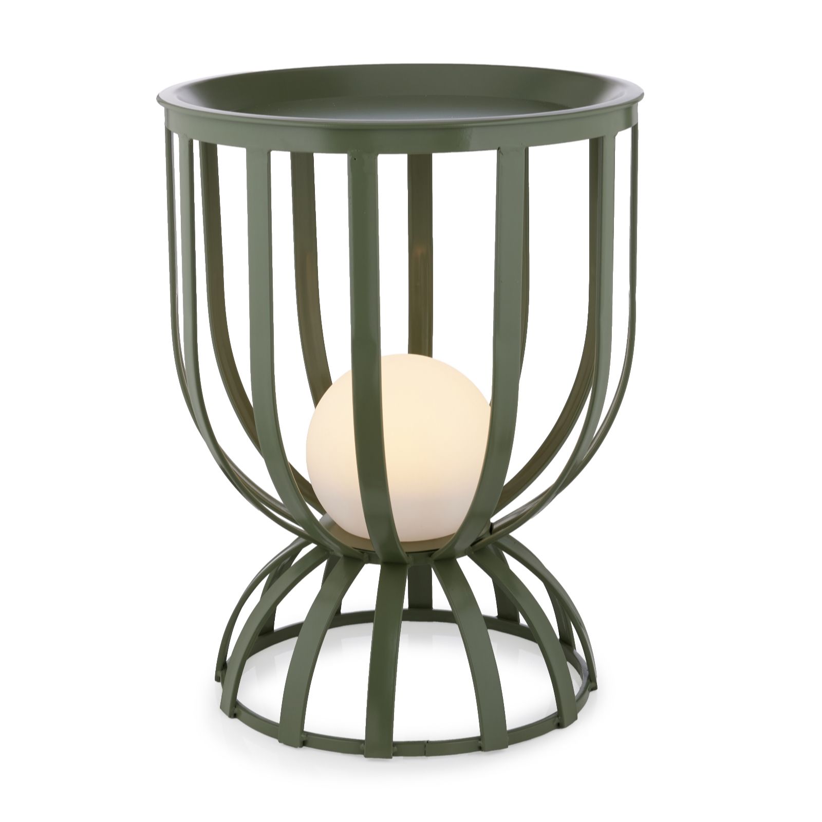Outlet abode Outdoor Metal Side Table with Orb Light