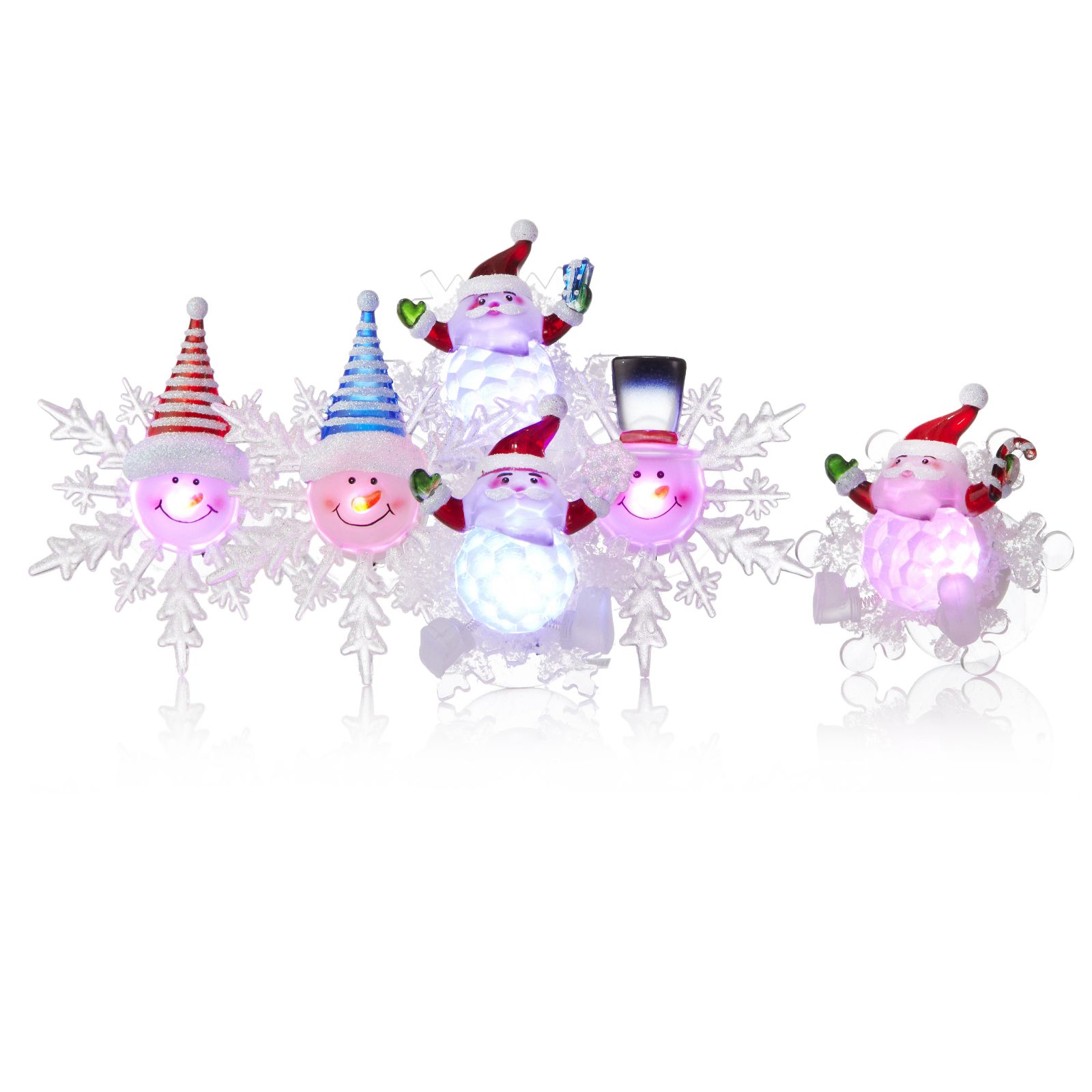 Set of 6 Colour Changing LED Santa & Snowmen Window Lights QVC UK