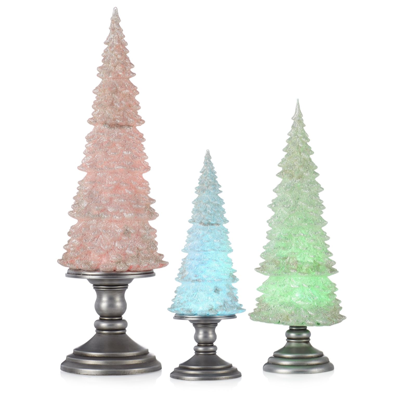 Home Reflections Set of 3 Glitter LED Trees