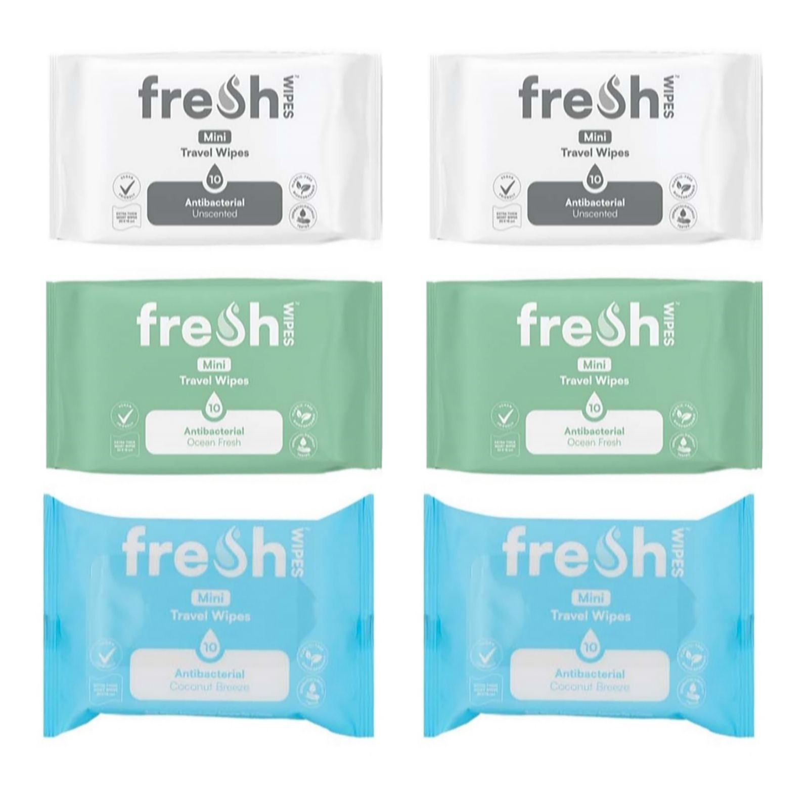 FreshWipes Travel Wipes Set of 6 Packs