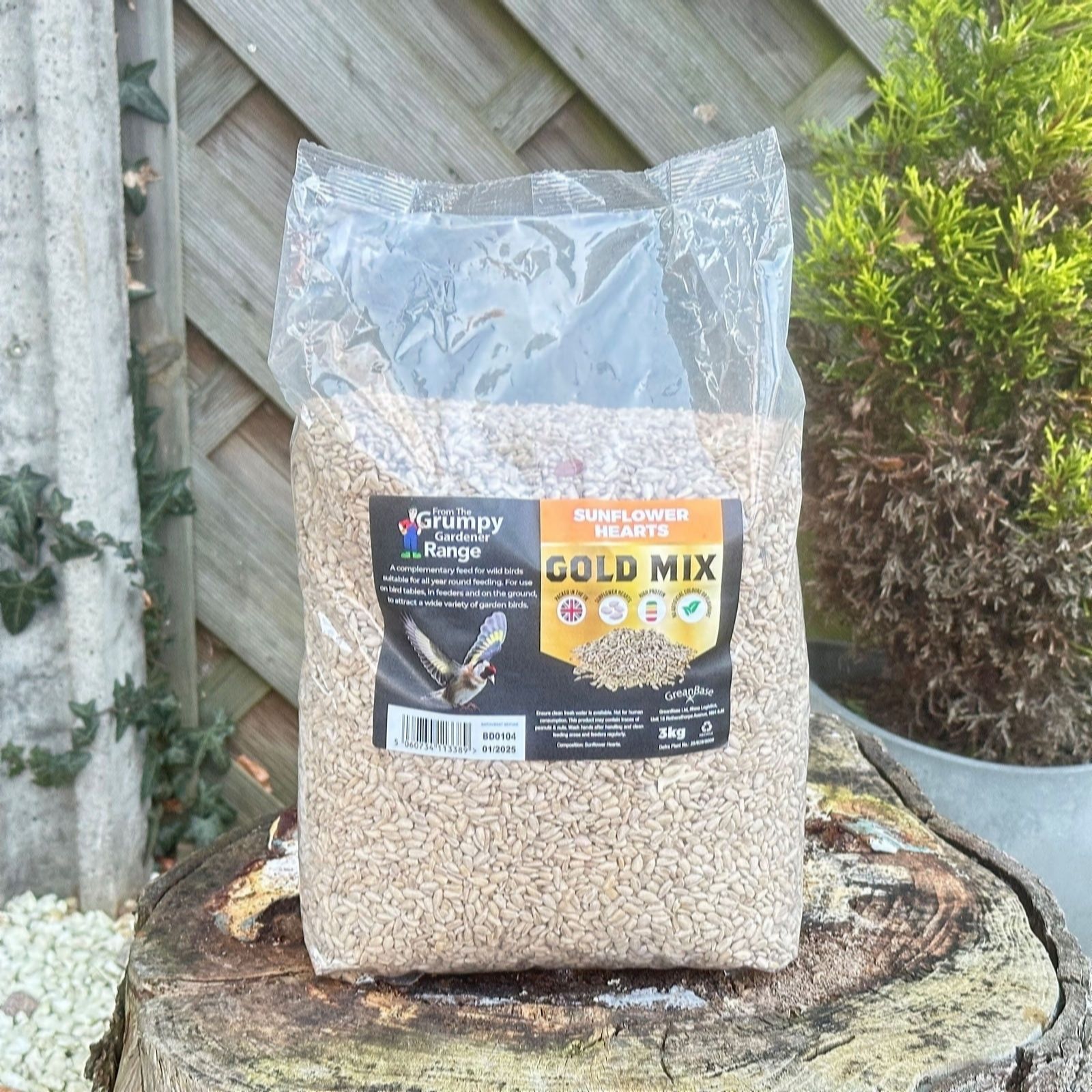 Grumpy Gardener 3kg Chipped Sunflower Hearts