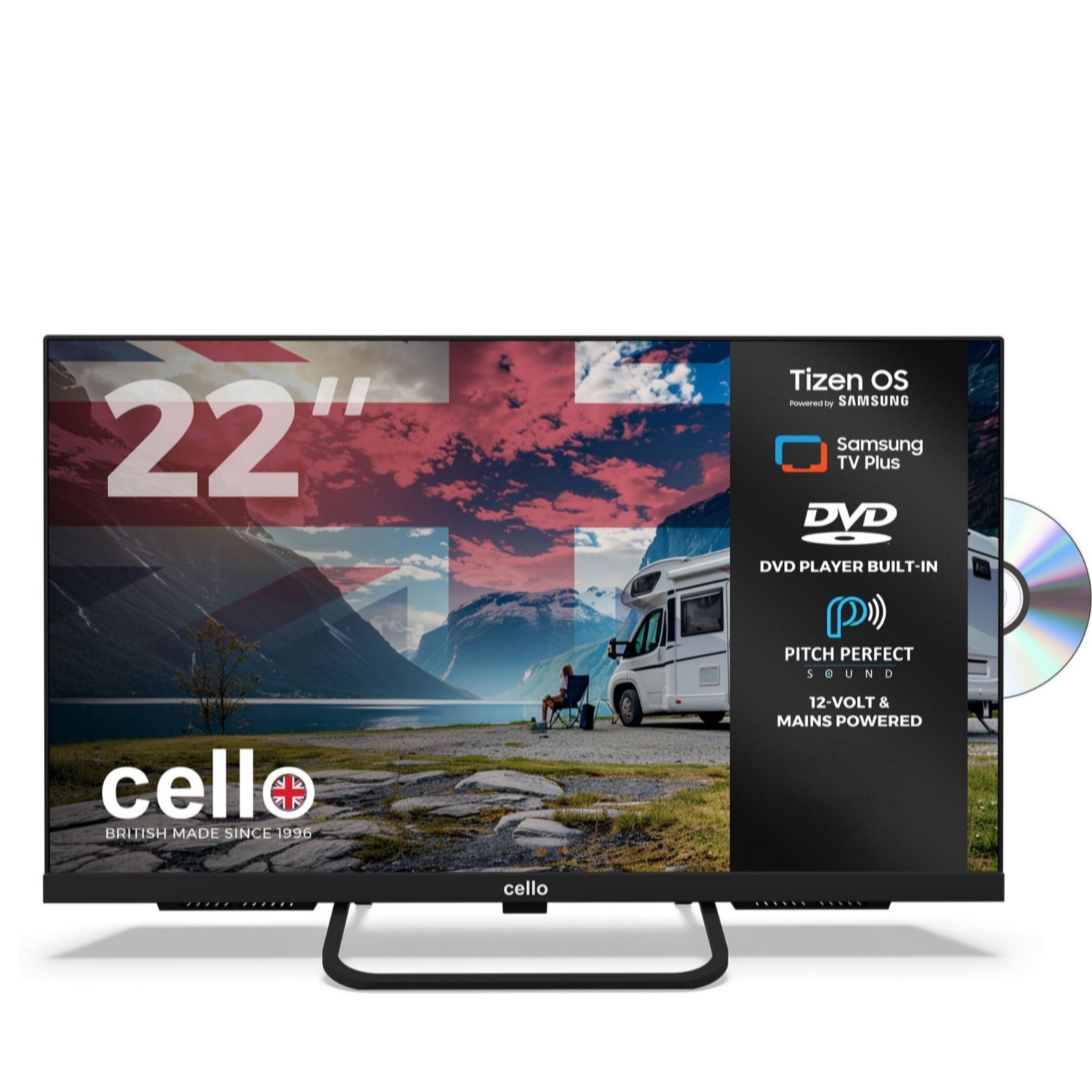 Cello 22" Smart Samsung Plus 12-Volt Traveller TV with DVD Player CTRAV-22TZF