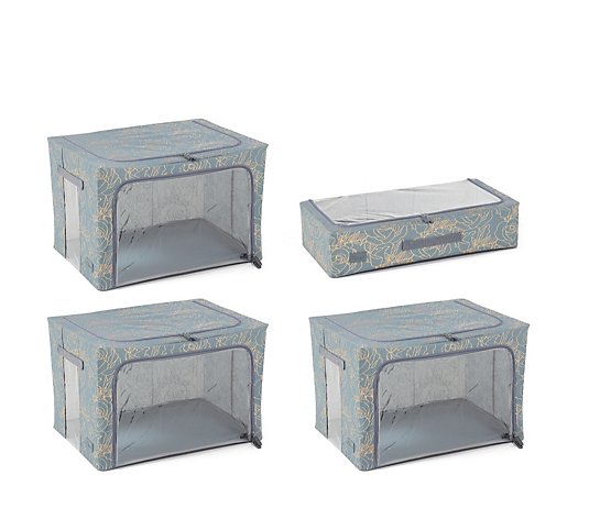 Periea Set of 4 Patterned Collapsible Storage Boxes in Assorted Sizes