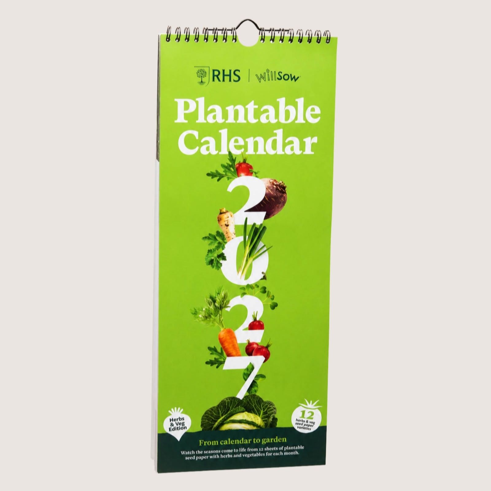 Willsow RHS 2027 Vegetable & Herb Wall Calendar