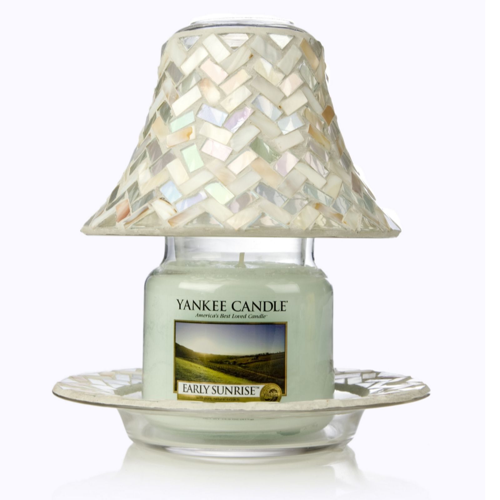 Yankee Candle Reflection Shade & Plate with Medium Jar Candle - QVC UK