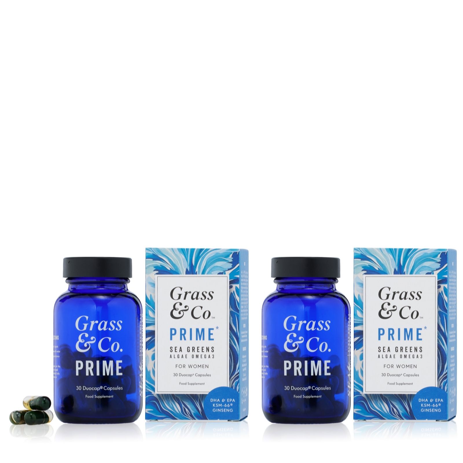 Grass & Co. PRIME for Women Vegan Omega 3 & Greens Duo Caps 2 Month Supply