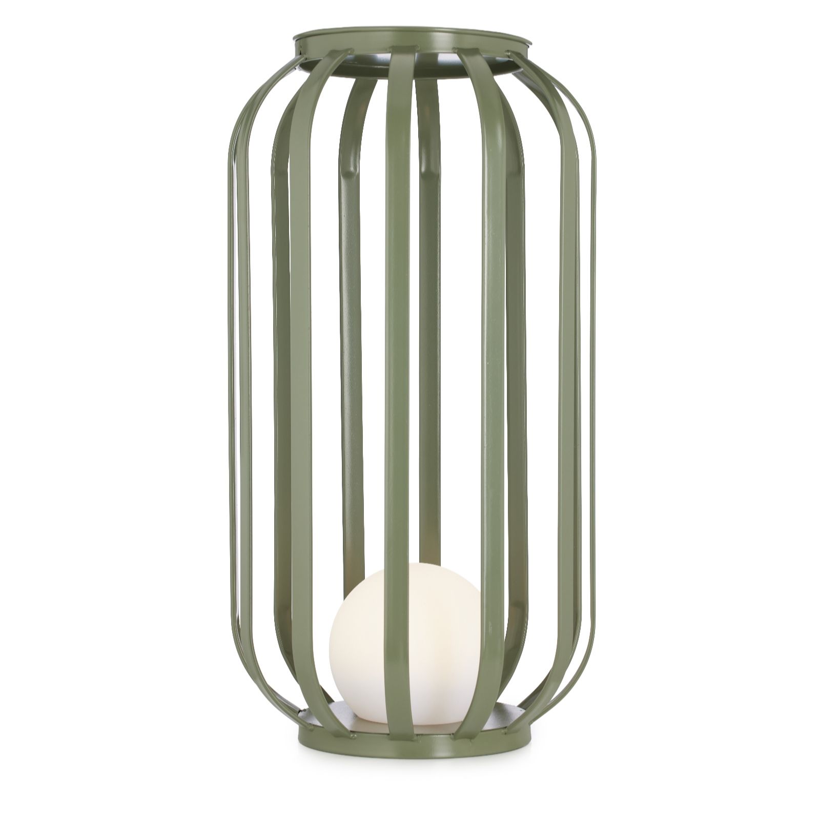 abode Outdoor Tall Metal Plant Stand Table with Orb Light