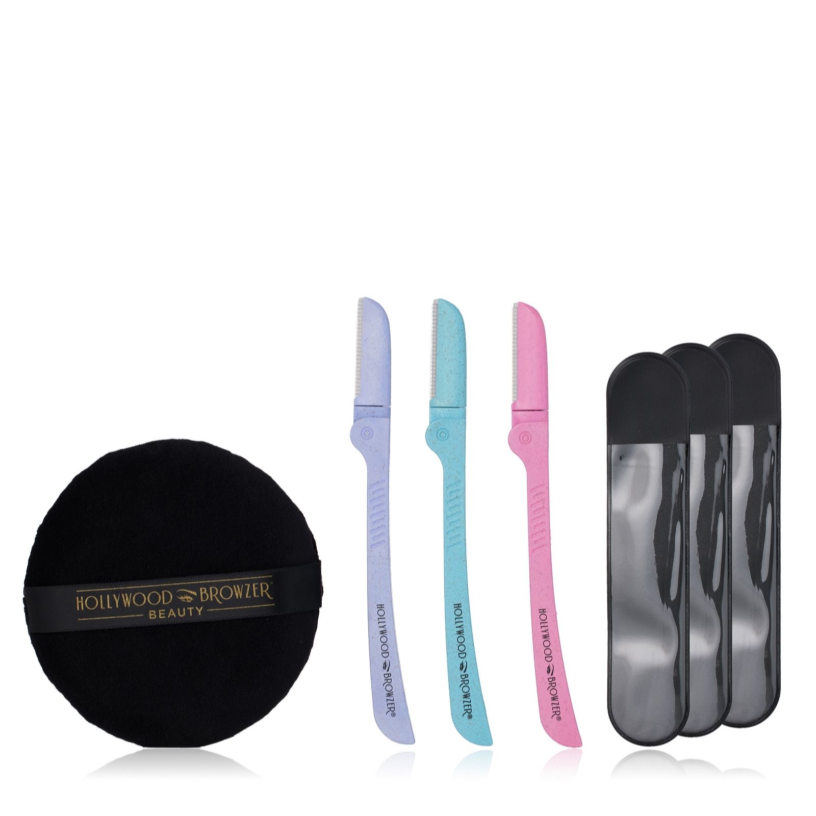 Hollywood Browzer 4 Piece Dermaplaning Kit with Microfibre Puff