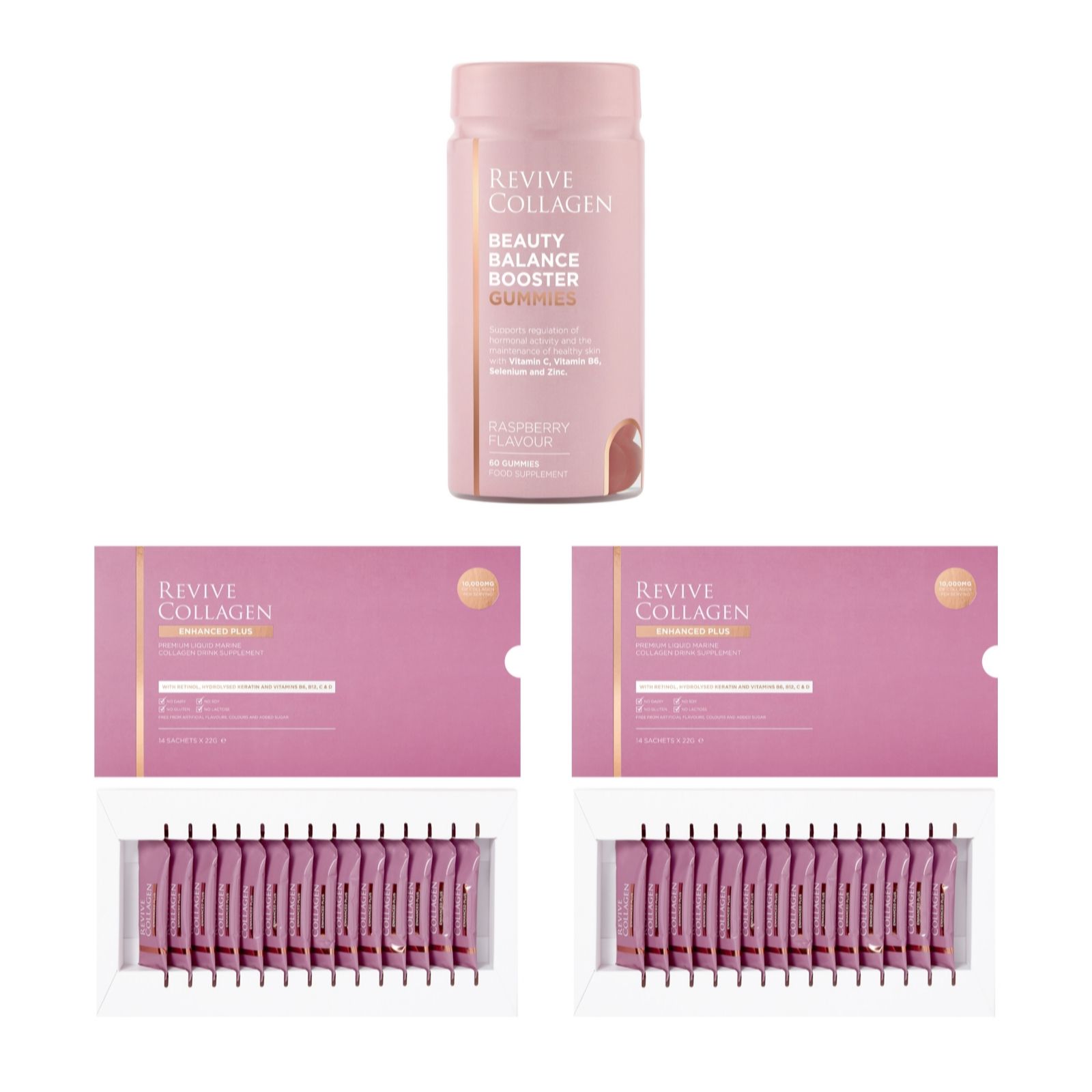 Revive Collagen Enhanced Plus 4 Week Supply & Beauty Balance Booster Gummies