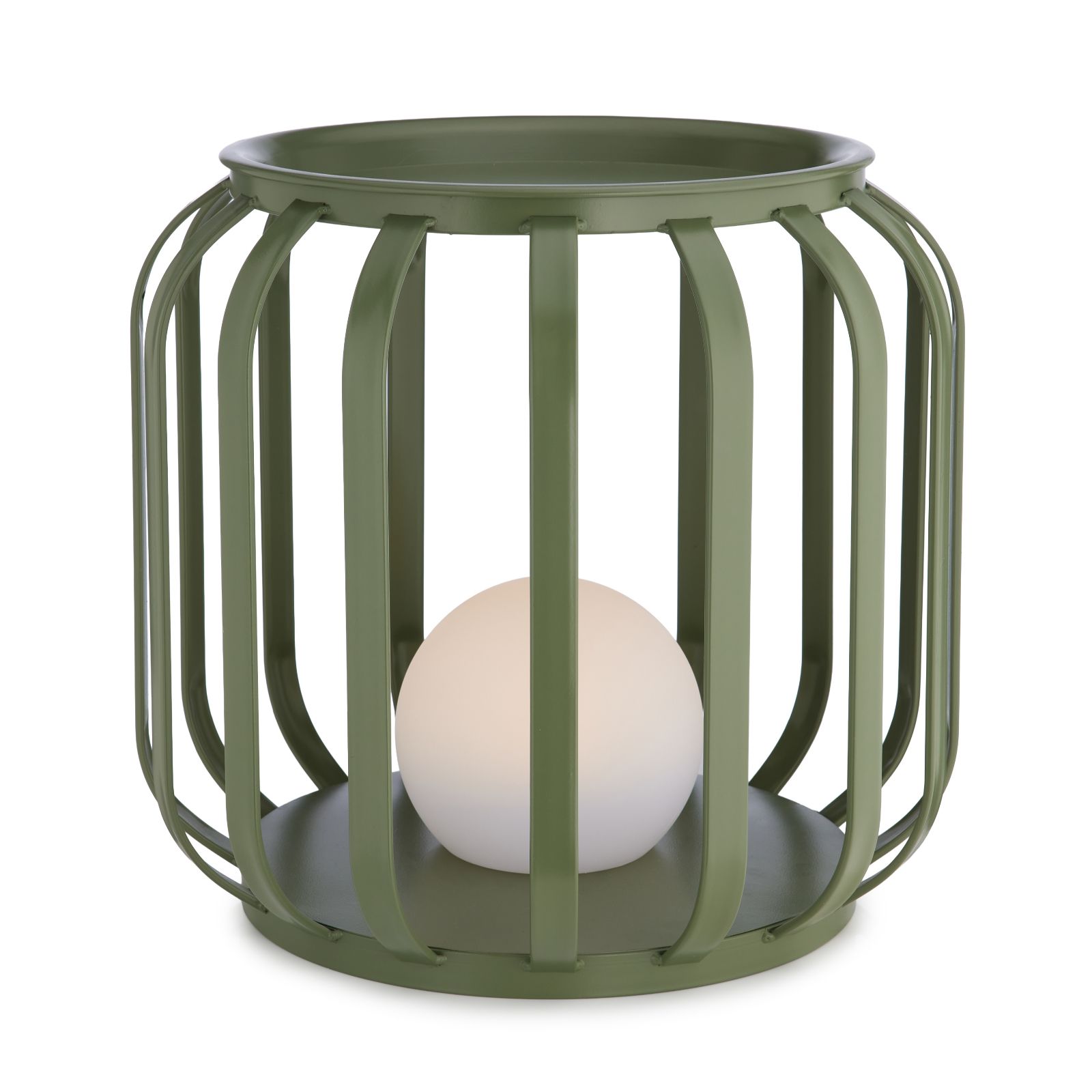 abode Outdoor Short Metal Plant Stand Table with Orb Light