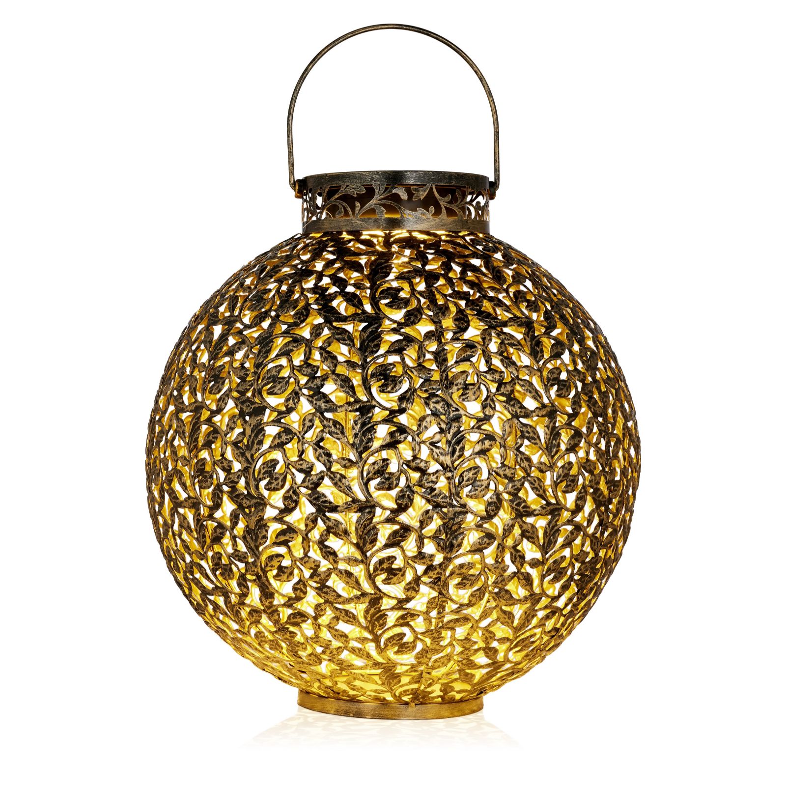 Outlet Garden Stories Outdoor Solar Leaf Pattern Round Lantern