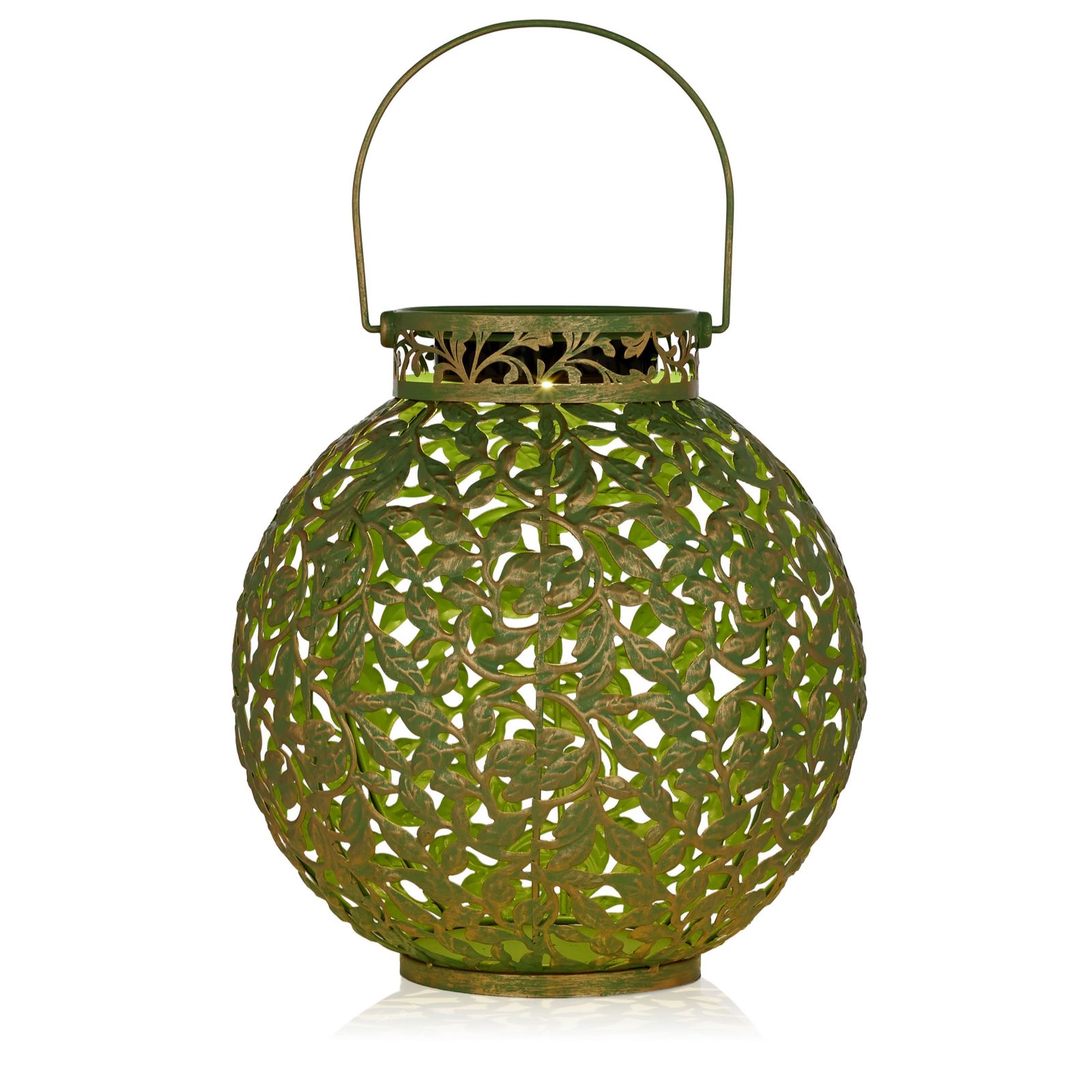 Outlet Garden Stories Outdoor Solar Leaf Pattern Round Lantern