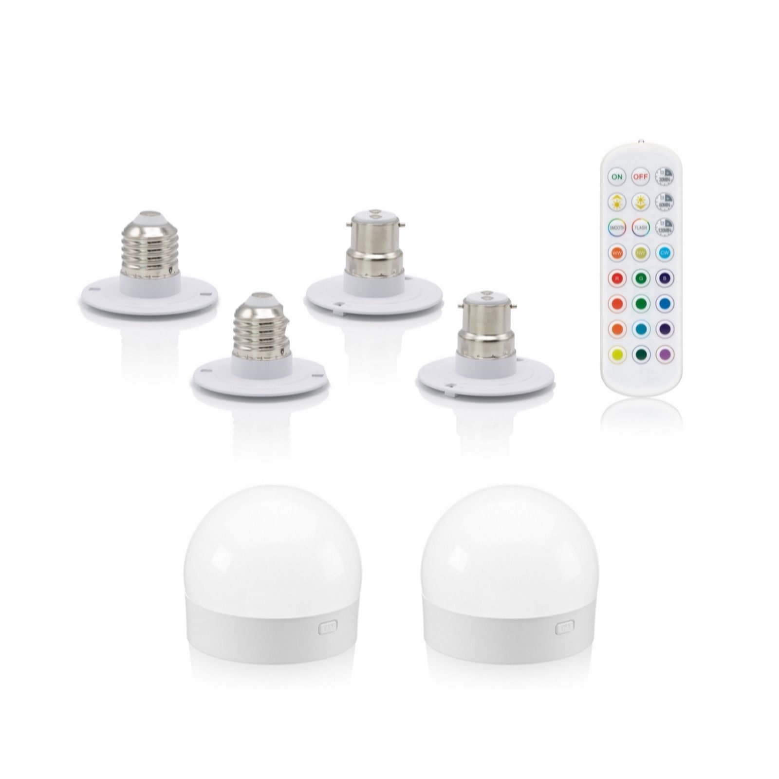 Auraglow Set of Two Rechargeable Light Bulbs with Remote Control