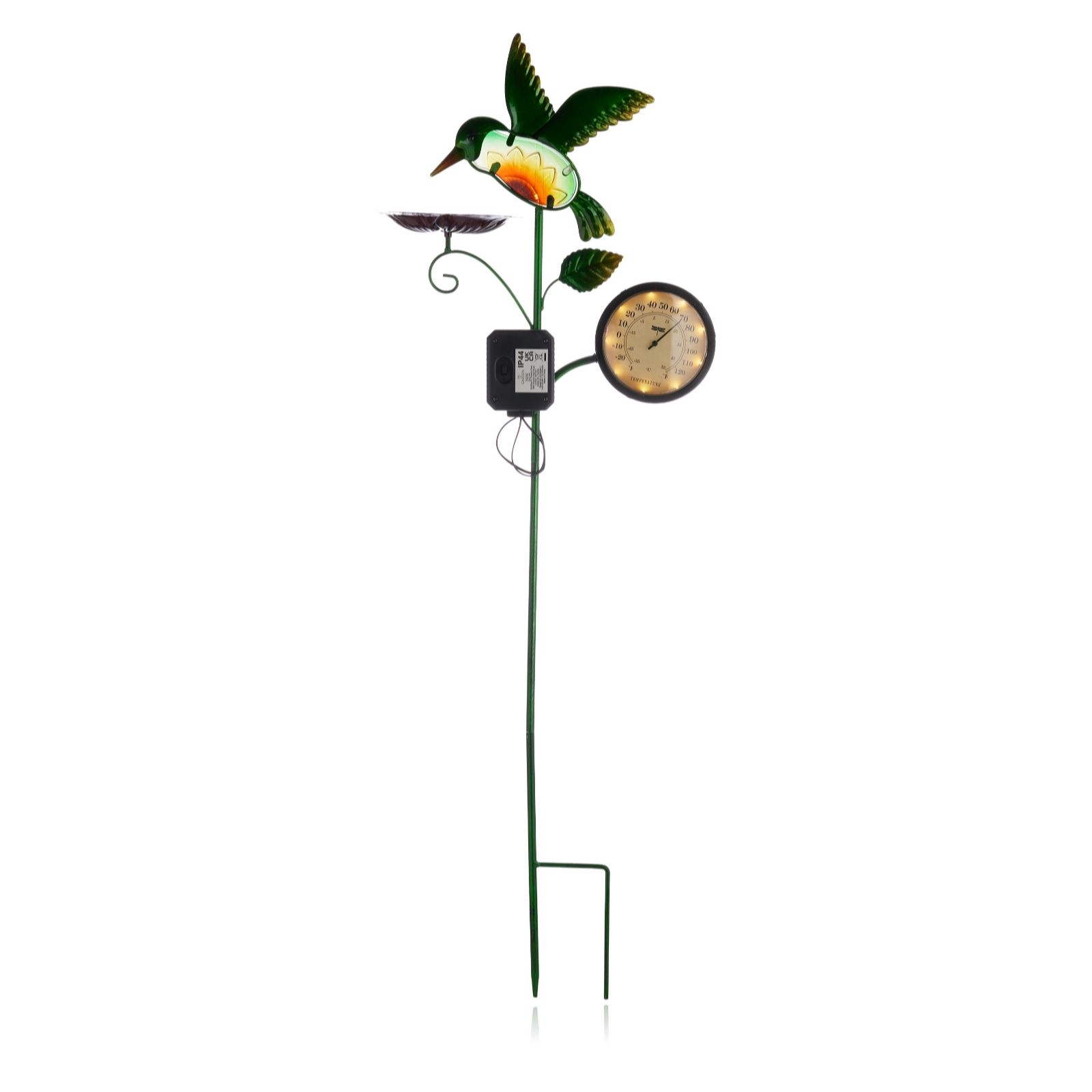 Garden Stories Solar Hummingbird with Thermometer Stake Light