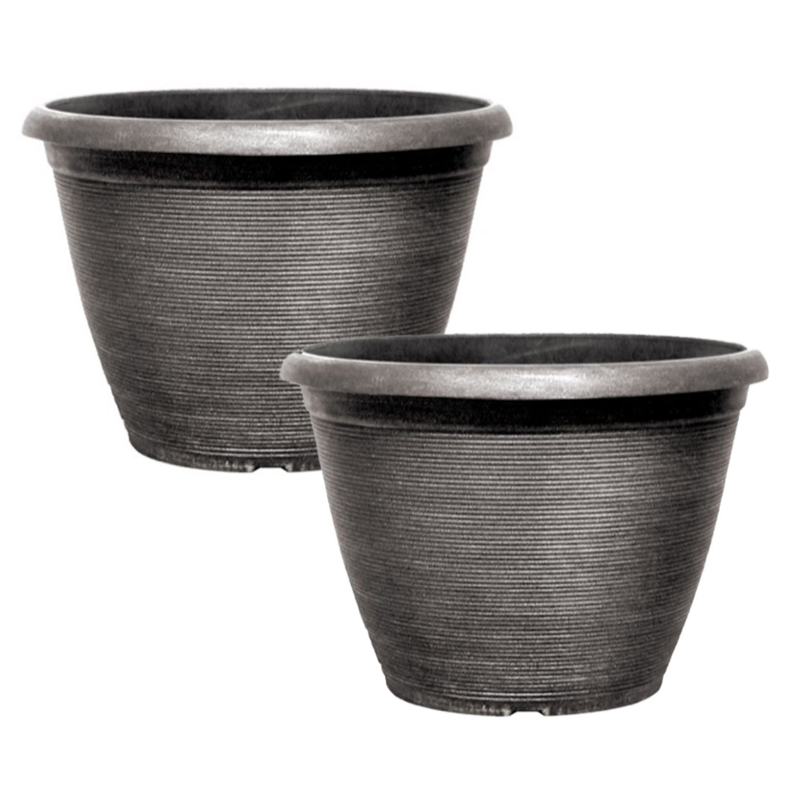 YouGarden Helix Silver Planters 36cm diameter x 2