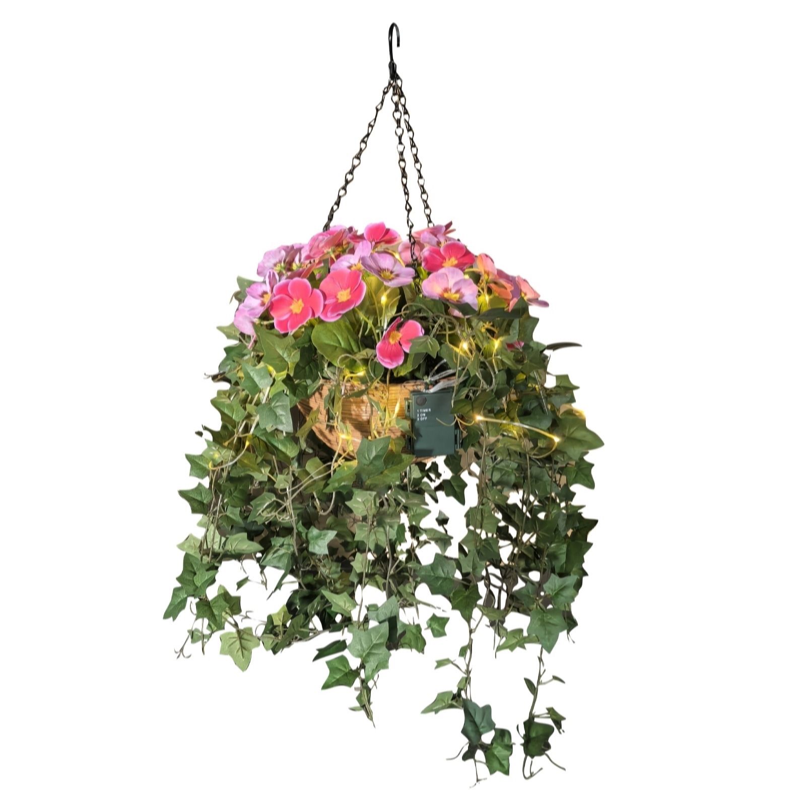 Outlet Garden Reflections Pre-Lit Faux Pansy Hanging Basket