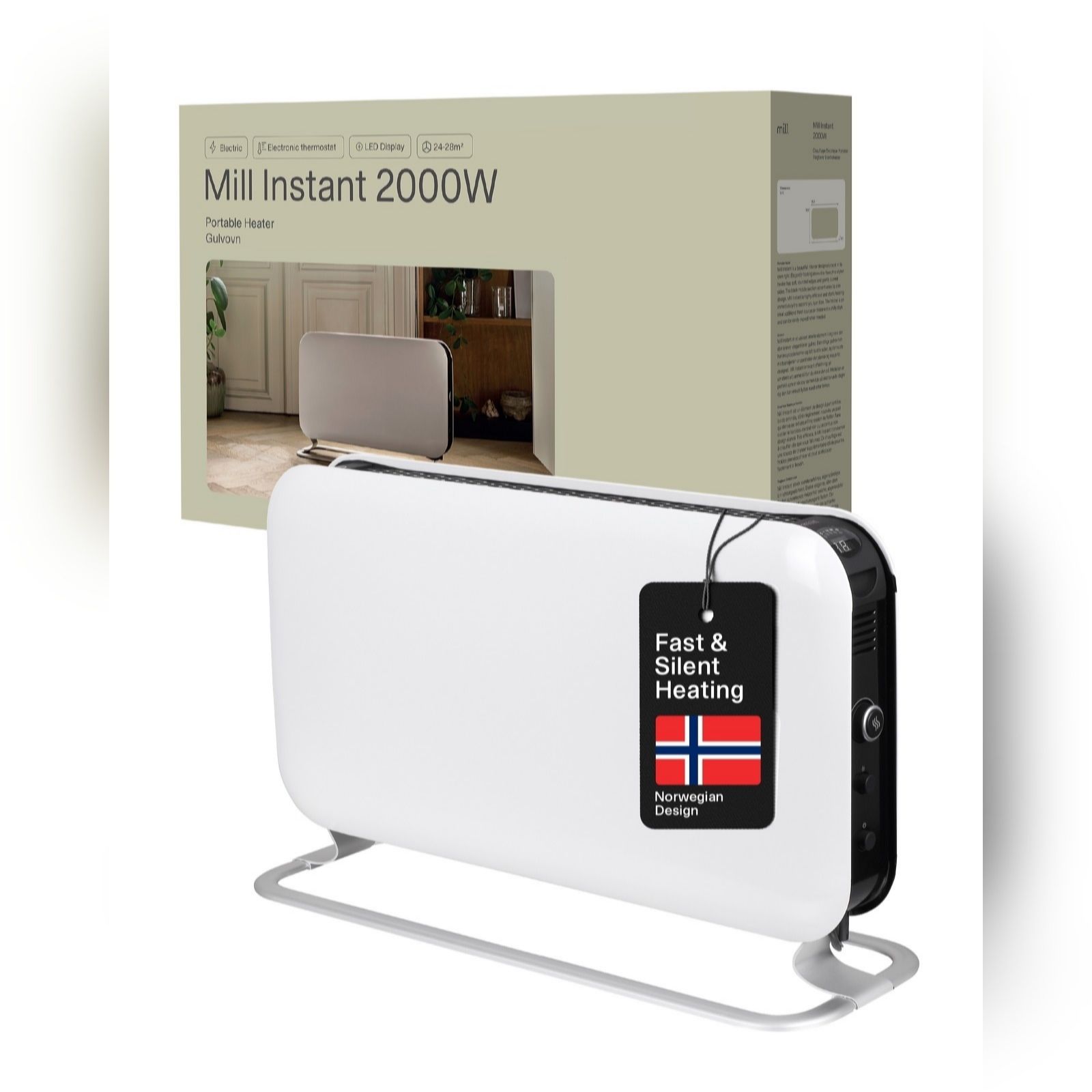 Mill Instant Portable Heater 2000W LED
