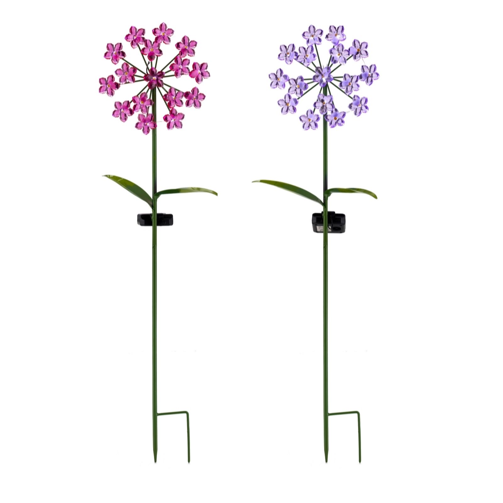 Outlet Garden Reflections Set of 2 Floral Solar Stake Lights