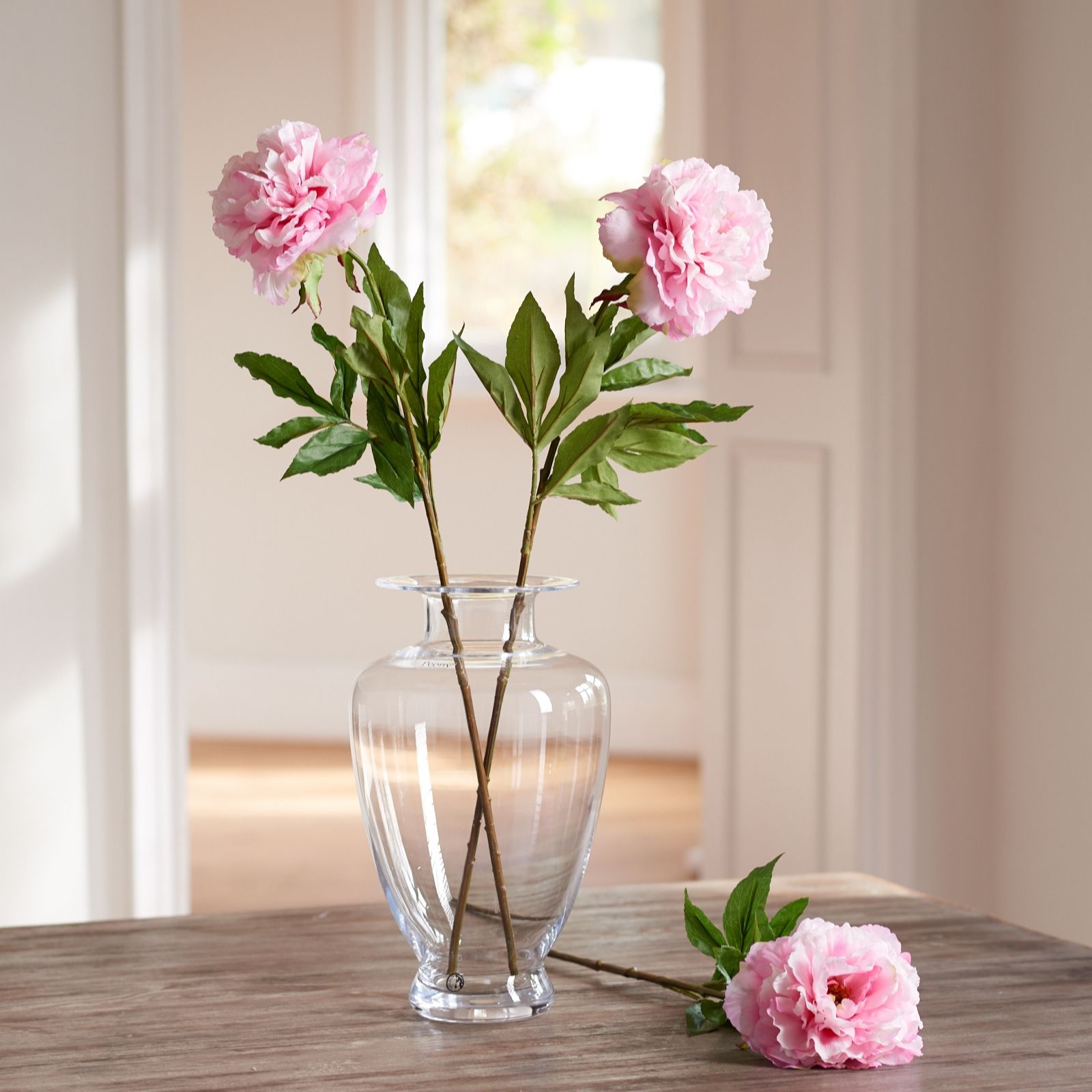 Peony Set of 3 Pink Real Touch Tree Peony Stems - QVC UK