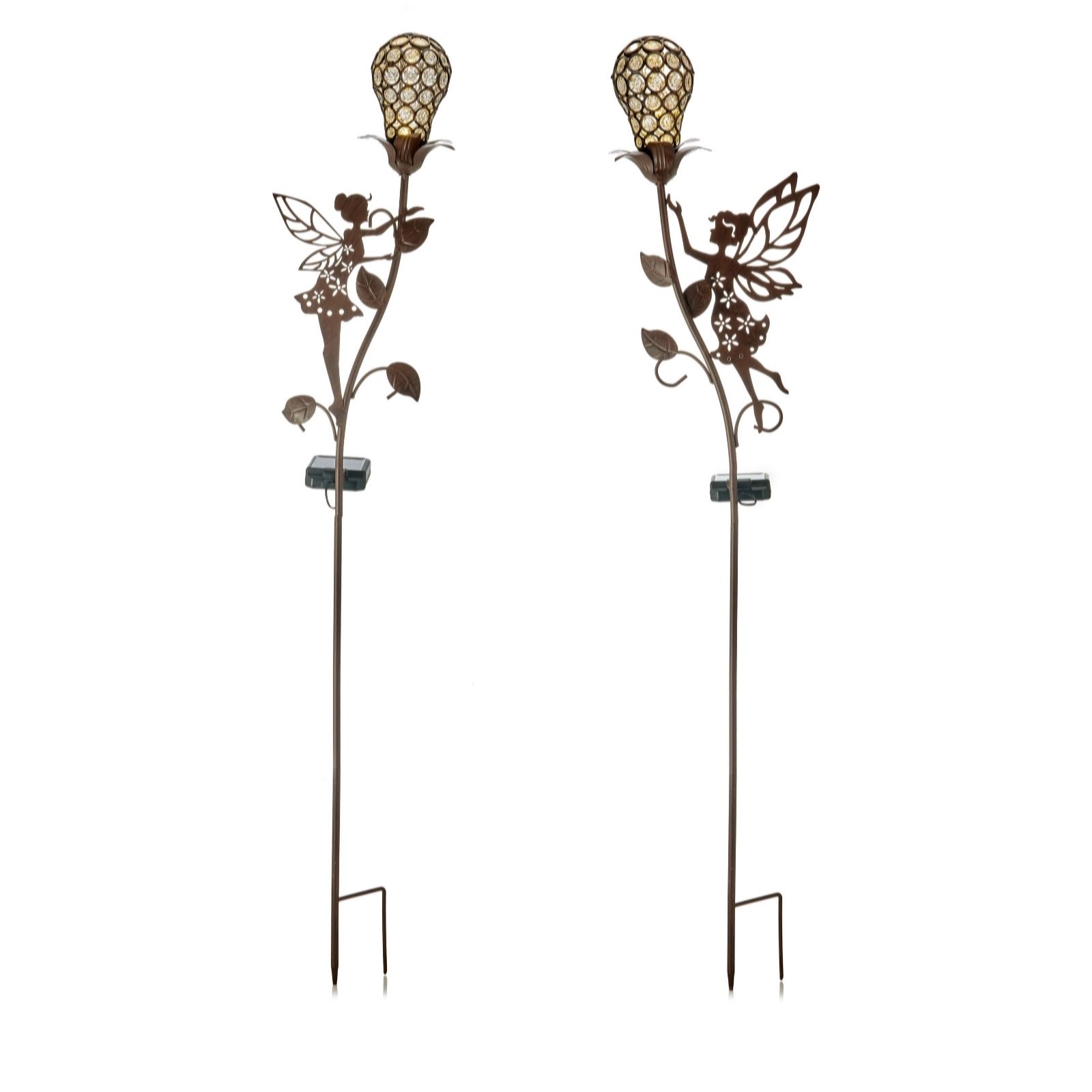 Outlet Garden Reflections Set of 2 Metal Fairy Globe Stake Lights