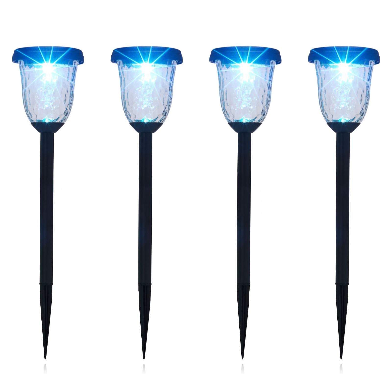 Garden Stories Set of 4 Oversized Pebbled Glass Stake Lights