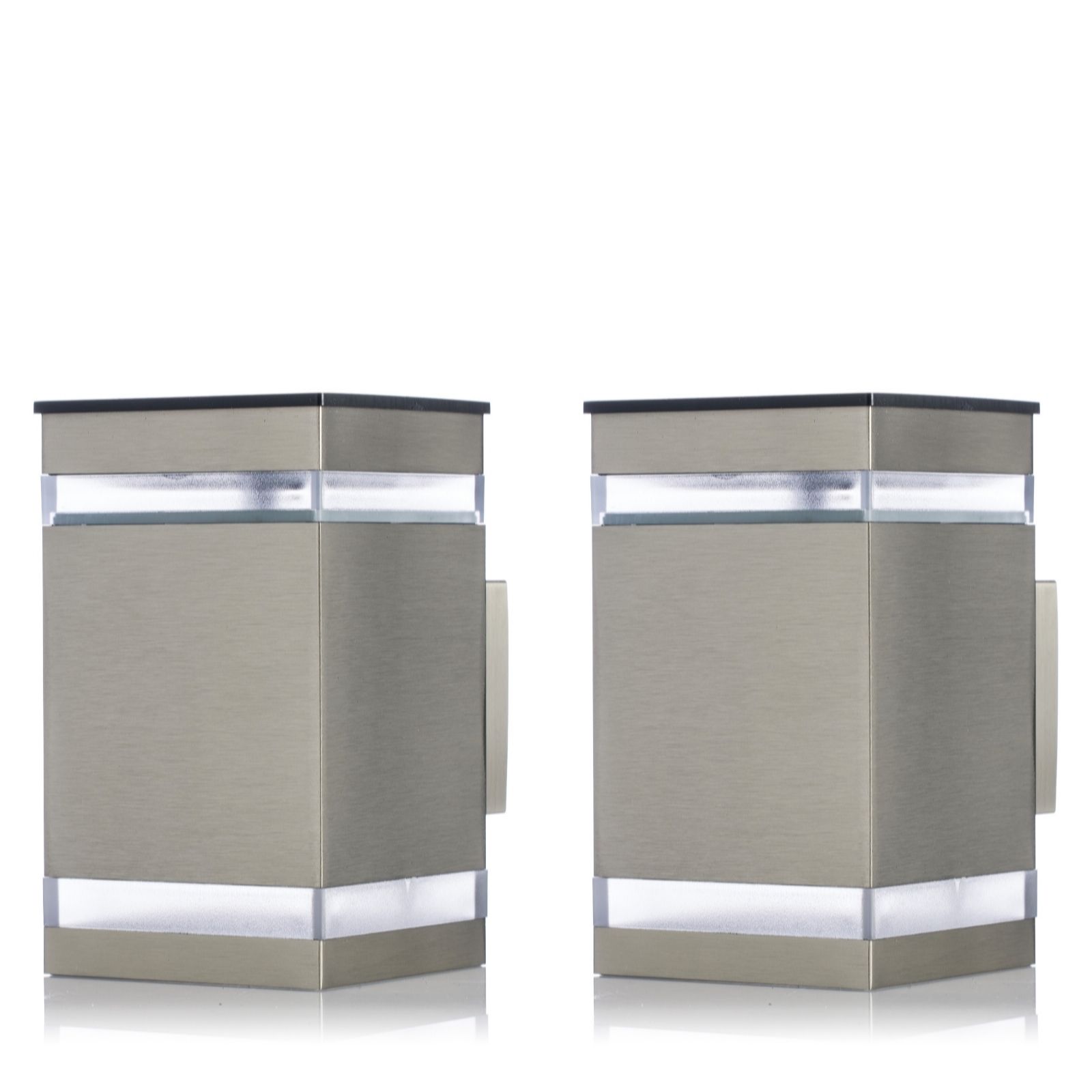 Outlet Garden Stories Set of 2 Stainless Steel Solar Wall Lamps