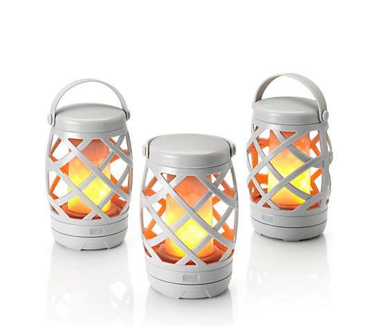 Auraglow Set of 3 Flame Effect Lanterns with timer