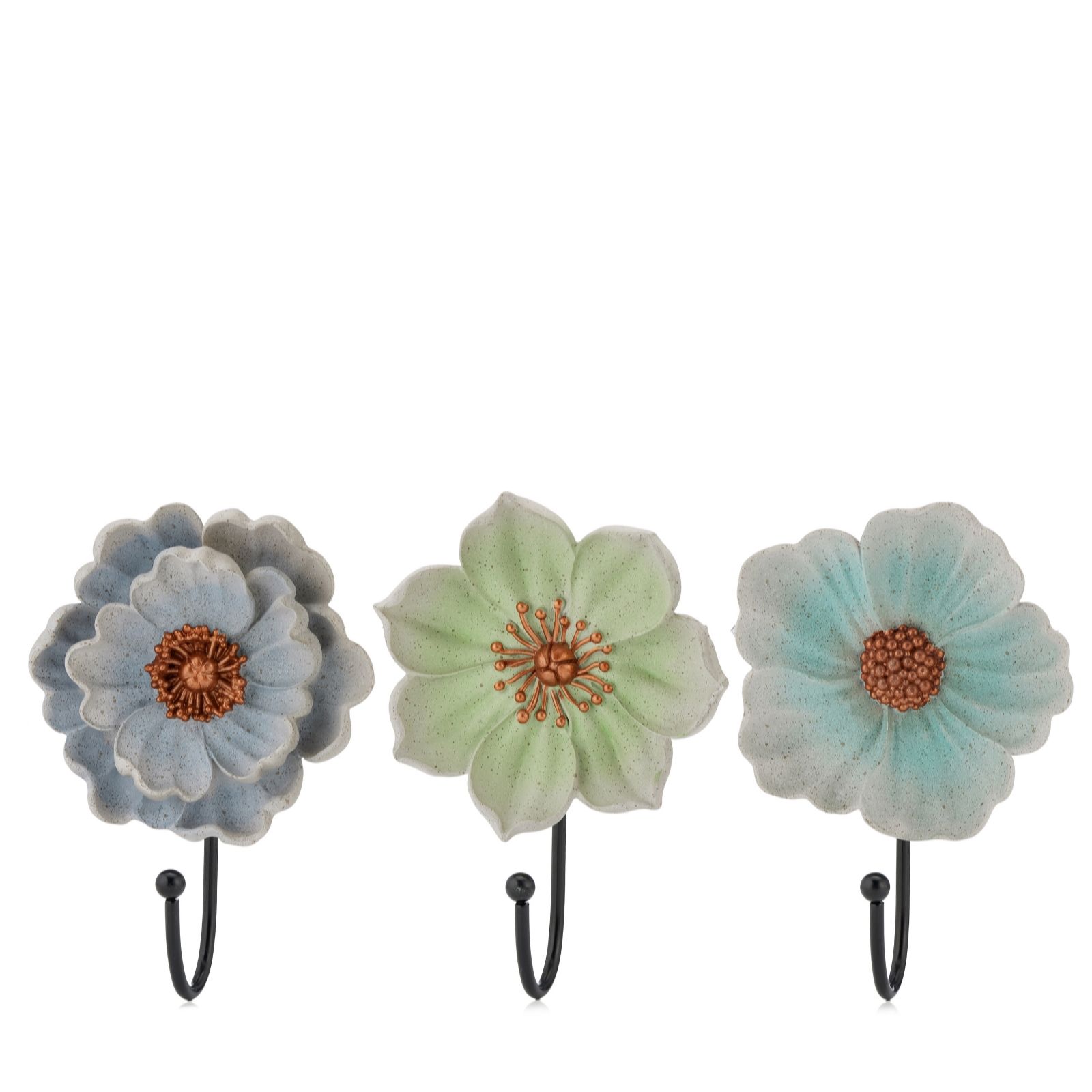 Garden Reflections Set of 3 Flower Wall Hooks