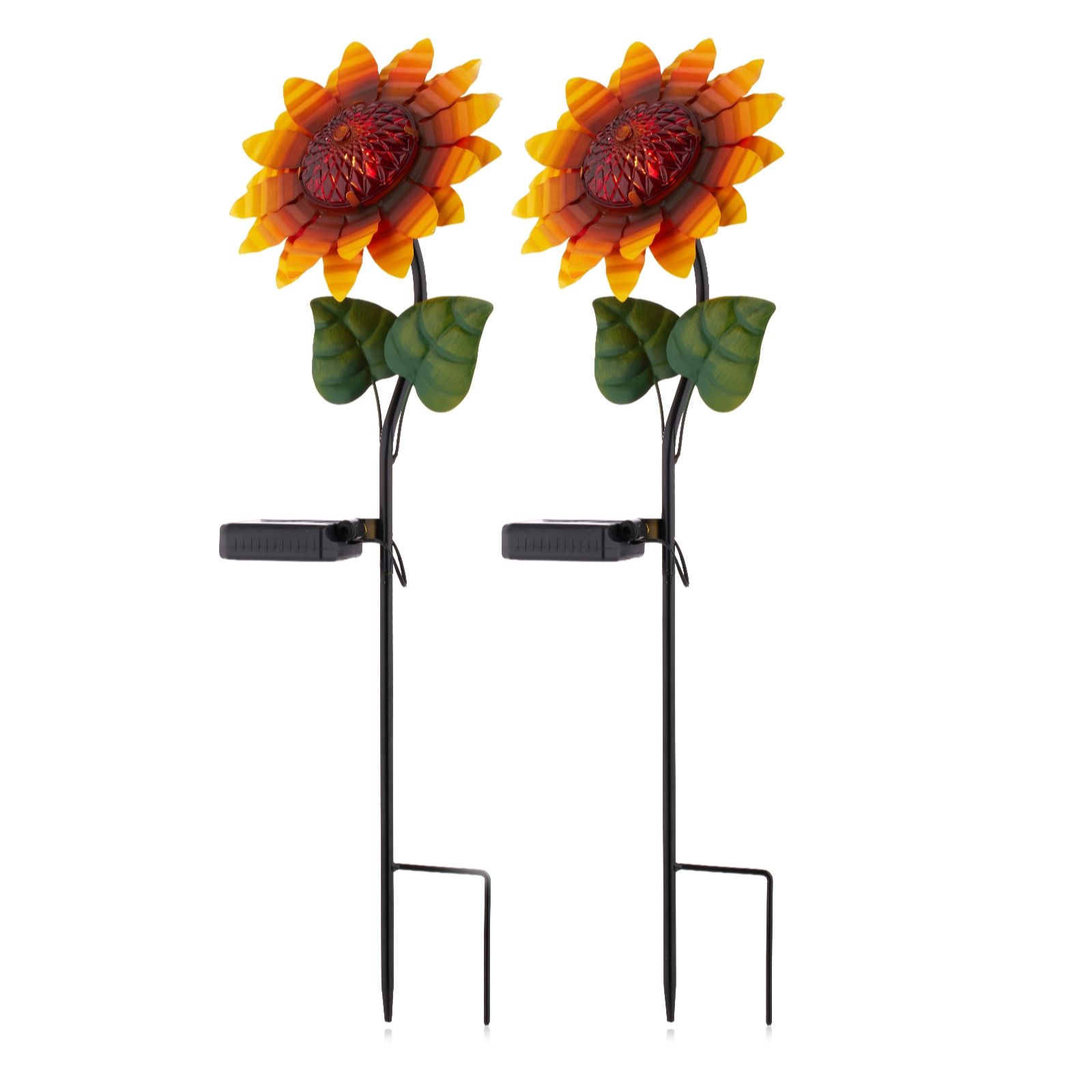 Garden Stories Set of 2 Solar Metal Sunflower Stake Light 93cm