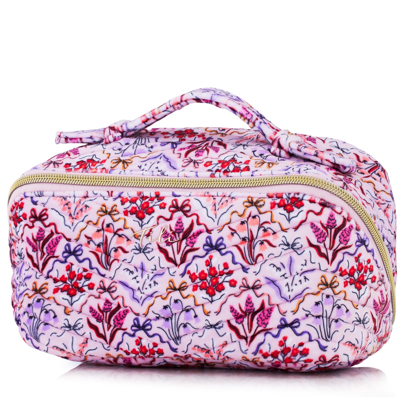 Tili Velvet Chevron Quilted Flat Lay Bag