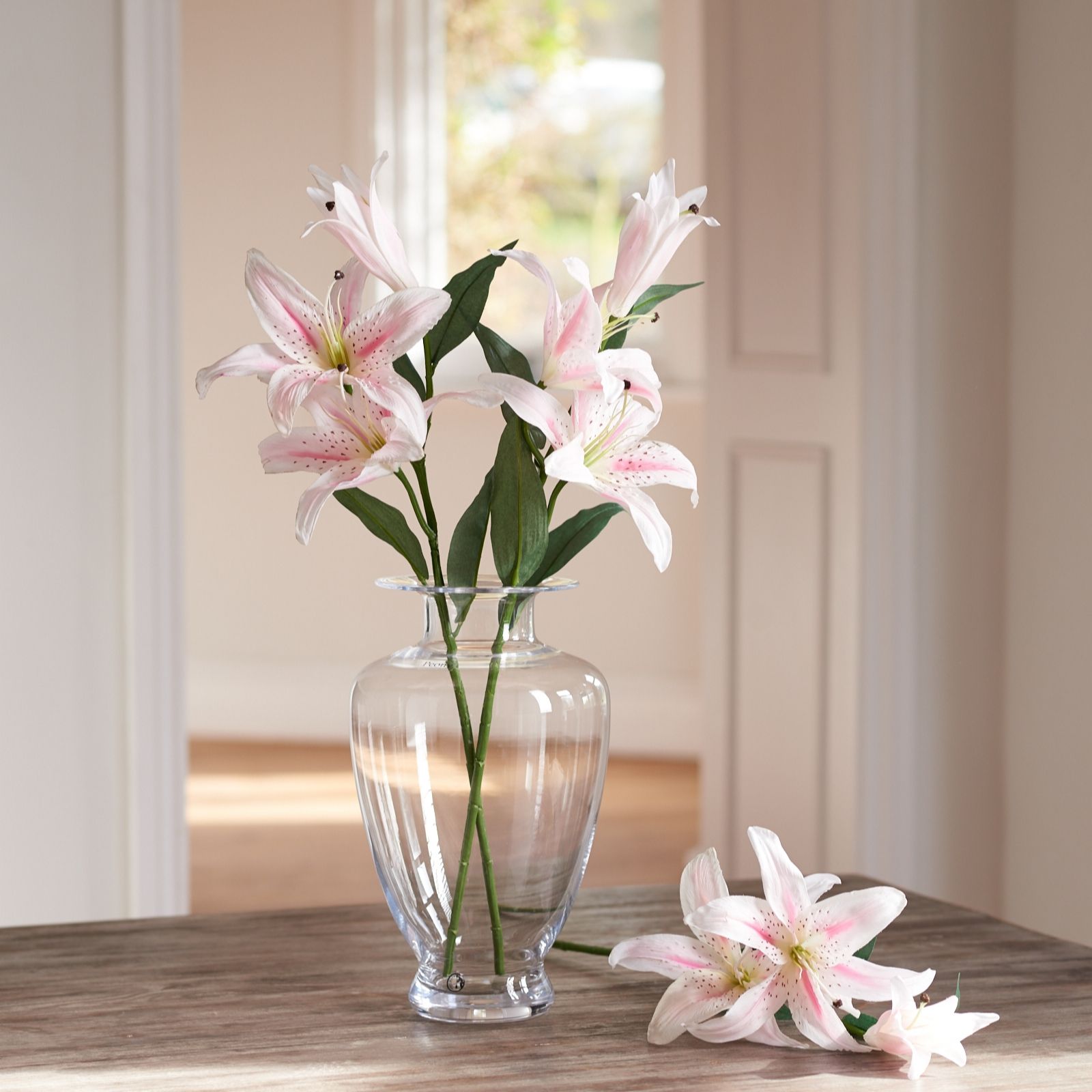 Peony Set of 3 Pink Casablanca Lily Stems QVC UK